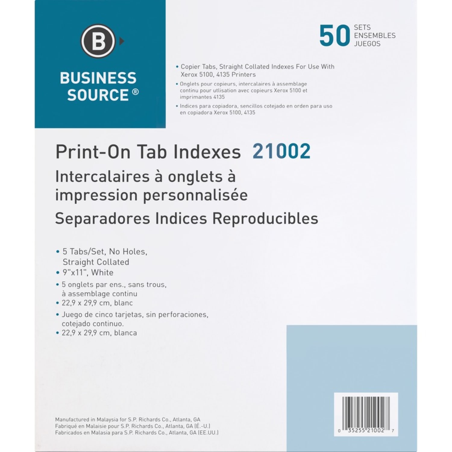 Sparco Straight Collated Index Dividers, White, Box Of 50 Sets - Image 6