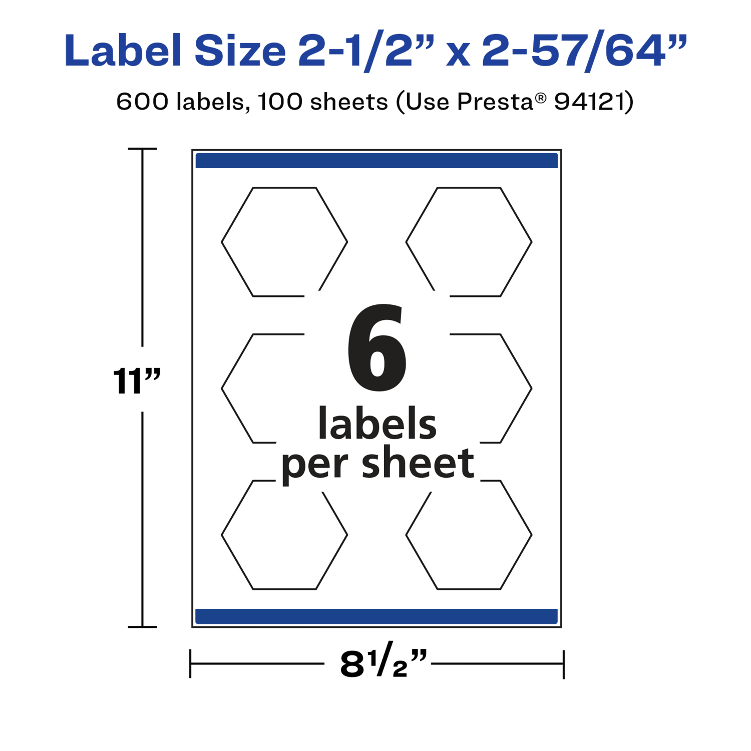 Avery Glossy Permanent Labels With Sure Feed, 94121-WGP100, Hexagon, 2-1/2in x 2-57/64in, White, Pack Of 600 - Image 6