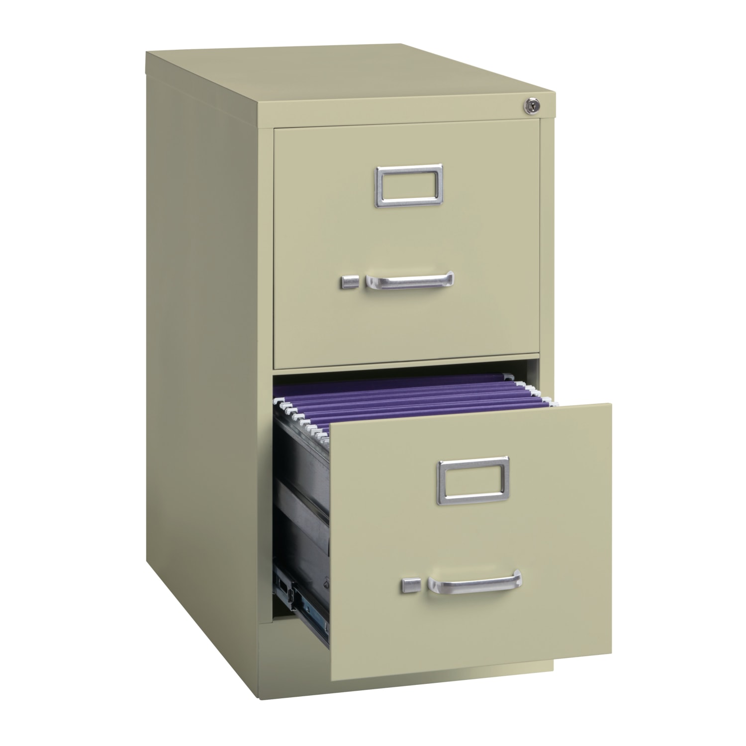 WorkPro 22inD Vertical 2-Drawer Letter-Size File Cabinet, Metal, Putty - Image 4