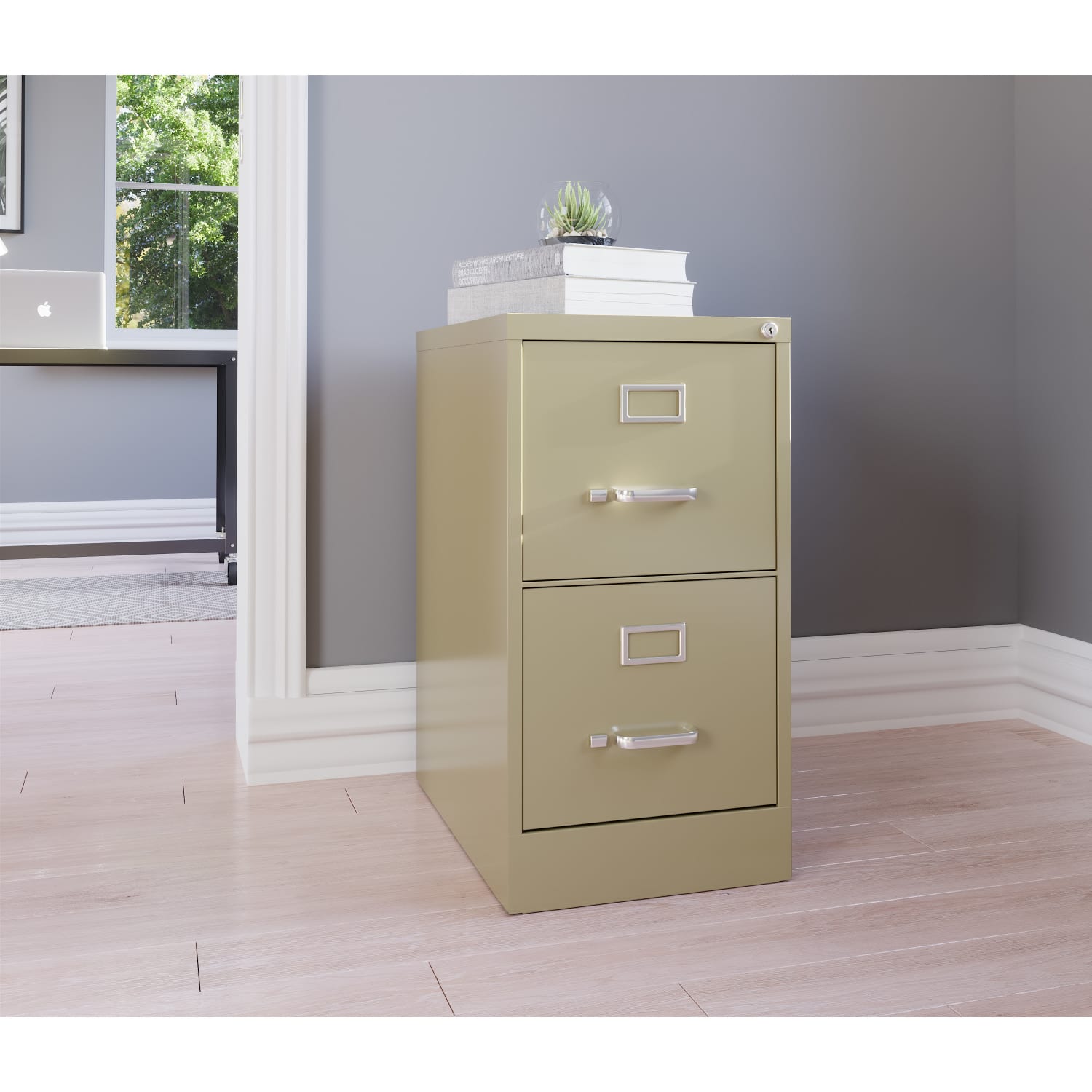 WorkPro 22inD Vertical 2-Drawer Letter-Size File Cabinet, Metal, Putty - Image 5