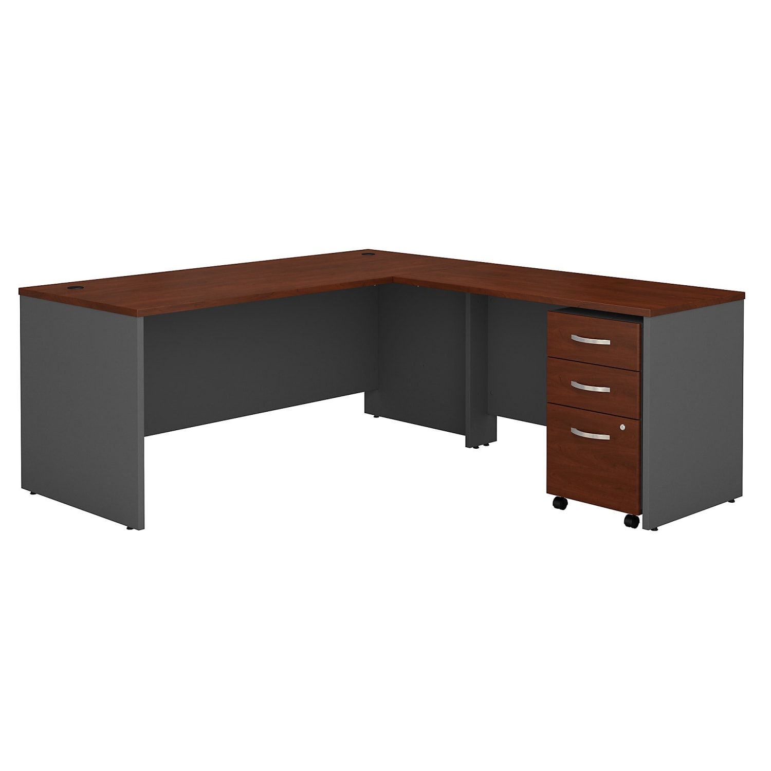 Bush Business Furniture Series C Components 72inW L Shaped Desk with 3 Drawer Mobile File Cabinet, Hansen Cherry/Graphite Gray, Standard Delivery - Image 3
