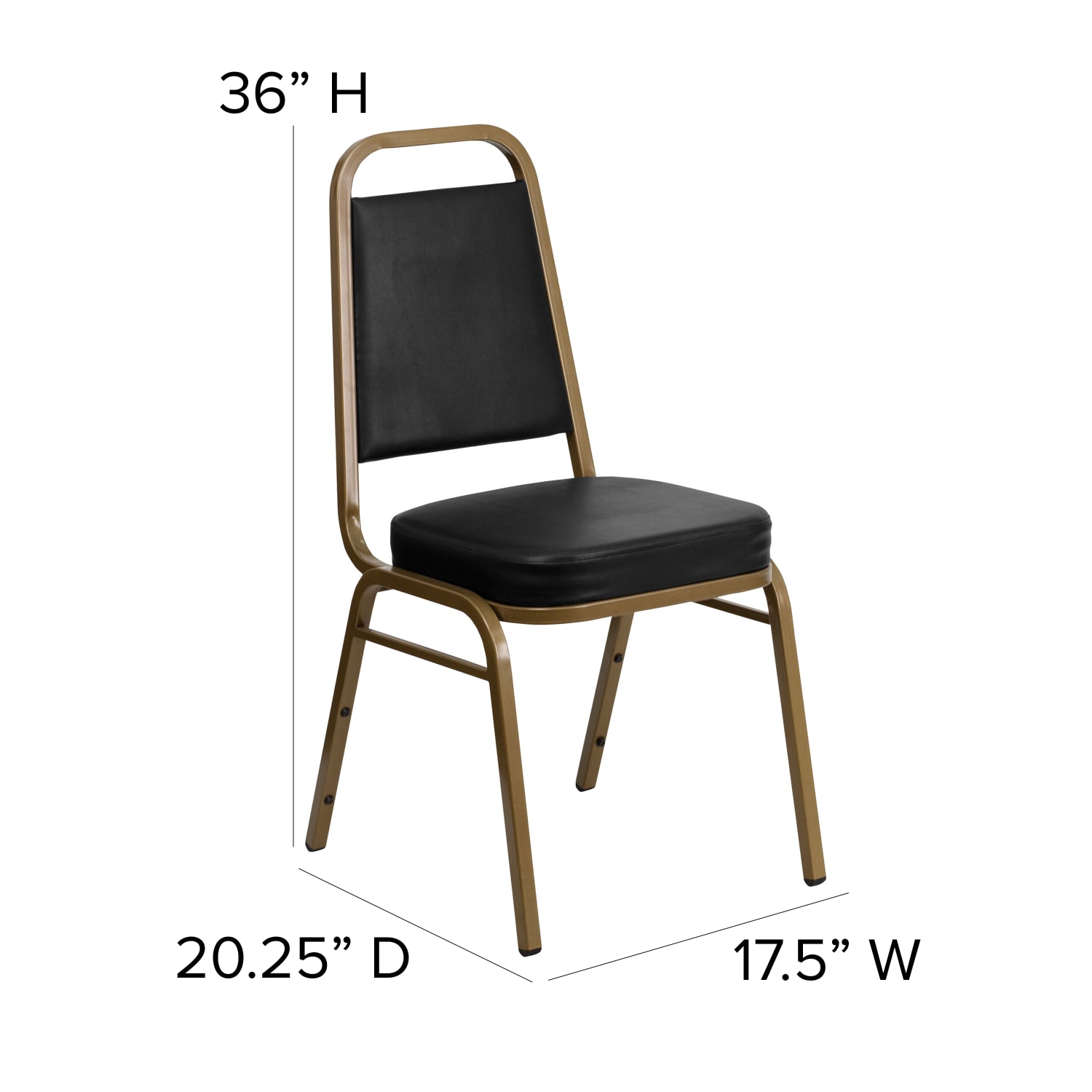 Flash Furniture HERCULES Series Trapezoidal Back Stacking Banquet Chair With 2 12in Thick Seat BlackGold PopularChairscom