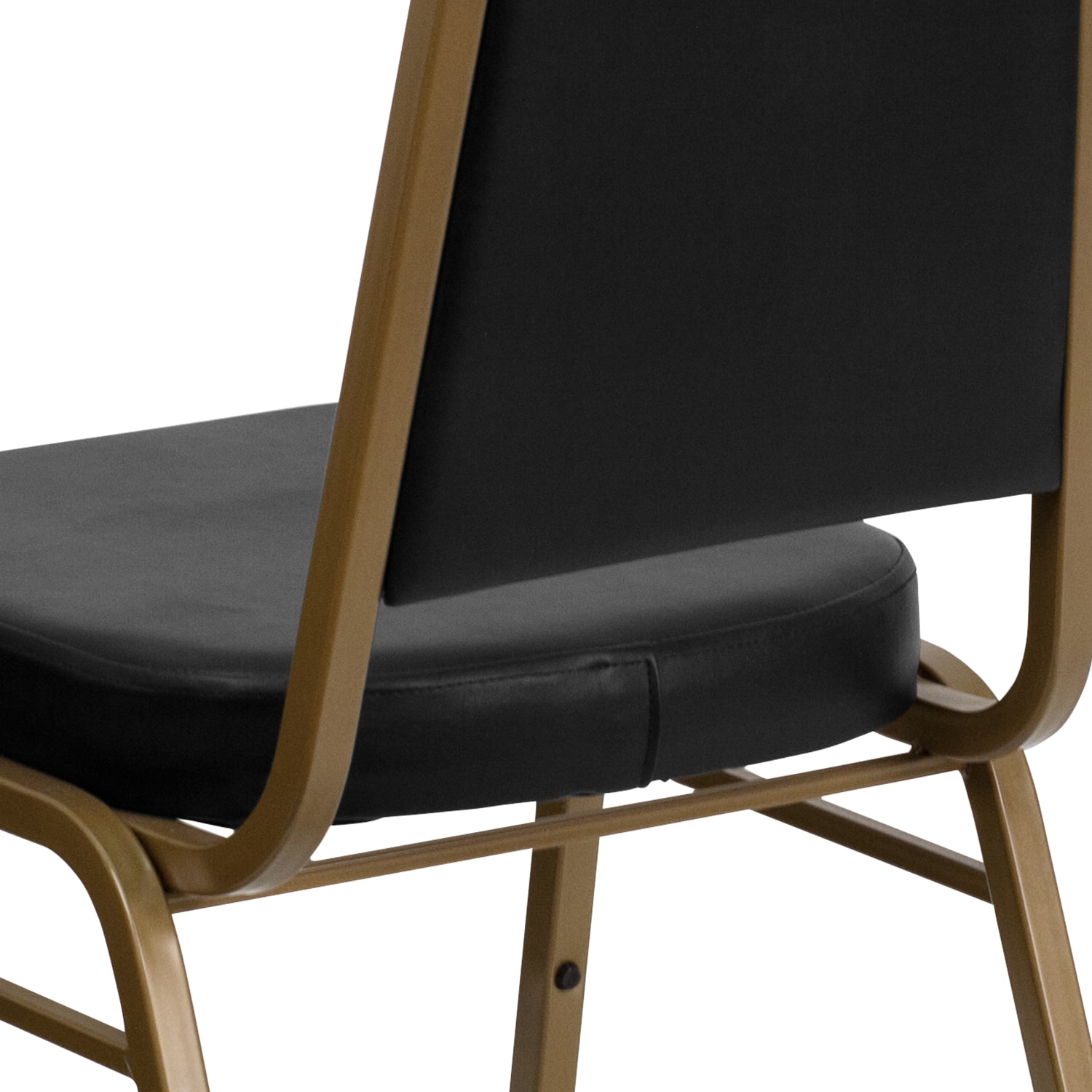 Flash Furniture HERCULES Series Trapezoidal Back Stacking Banquet Chair With 2 12in Thick Seat BlackGold PopularChairscom