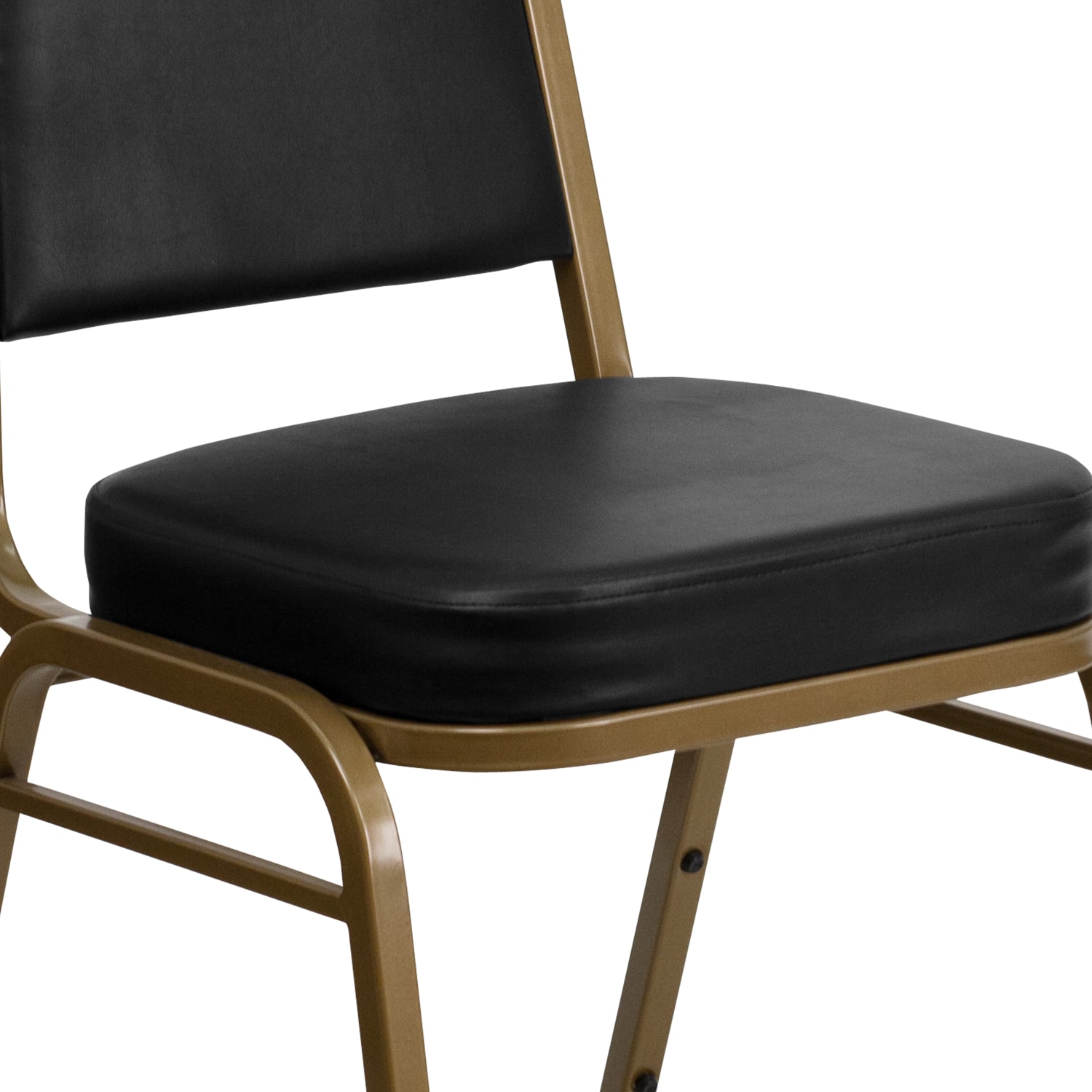 Flash Furniture HERCULES Series Trapezoidal Back Stacking Banquet Chair With 2 12in Thick Seat BlackGold PopularChairscom