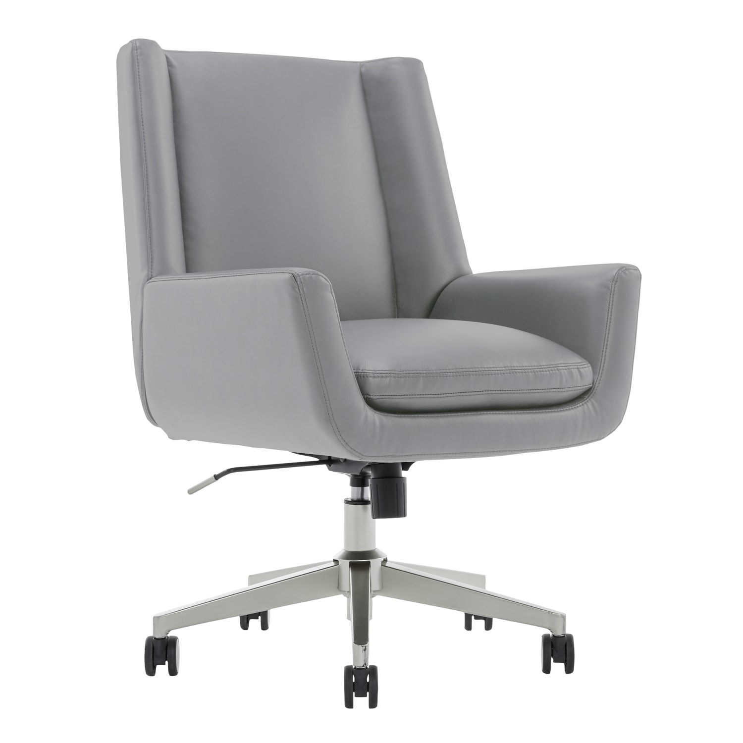 Serta SitTrue Montair Faux Leather Mid-Back Manager Office Chair, Gray