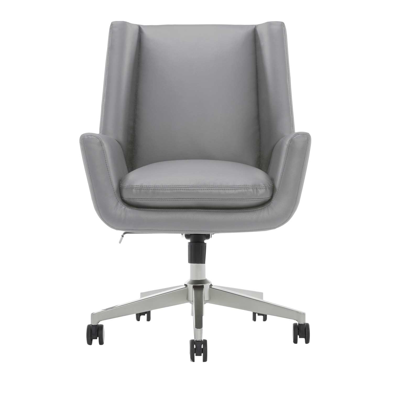 Serta SitTrue Montair Faux Leather Mid Back Manager Office Chair Gray PopularChairscom