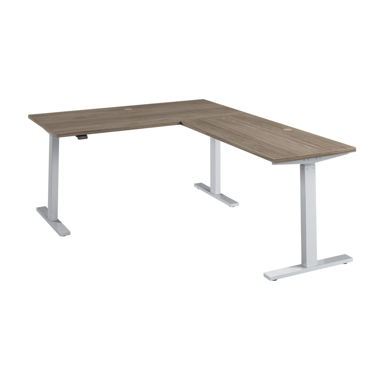 Bush Business Furniture Move 60 Series 60inW Height Adjustable L Shaped Standing Desk, Modern Hickory/Cool Gray Metallic, Standard Delivery - Image 6