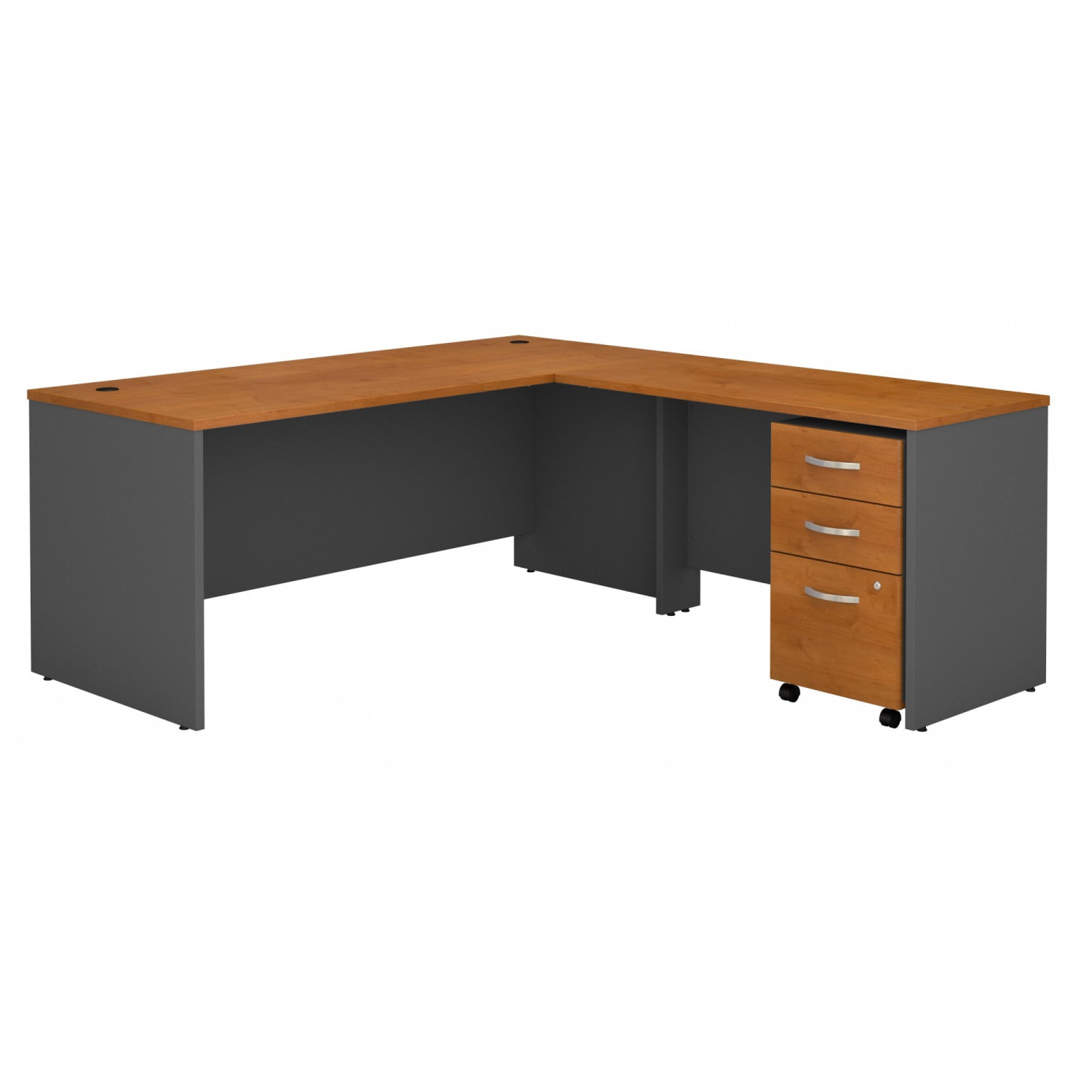 Bush Business Furniture Components 72inW L Shaped Desk with 3 Drawer Mobile File Cabinet, Natural Cherry/Graphite Gray, Standard Delivery - Image 3