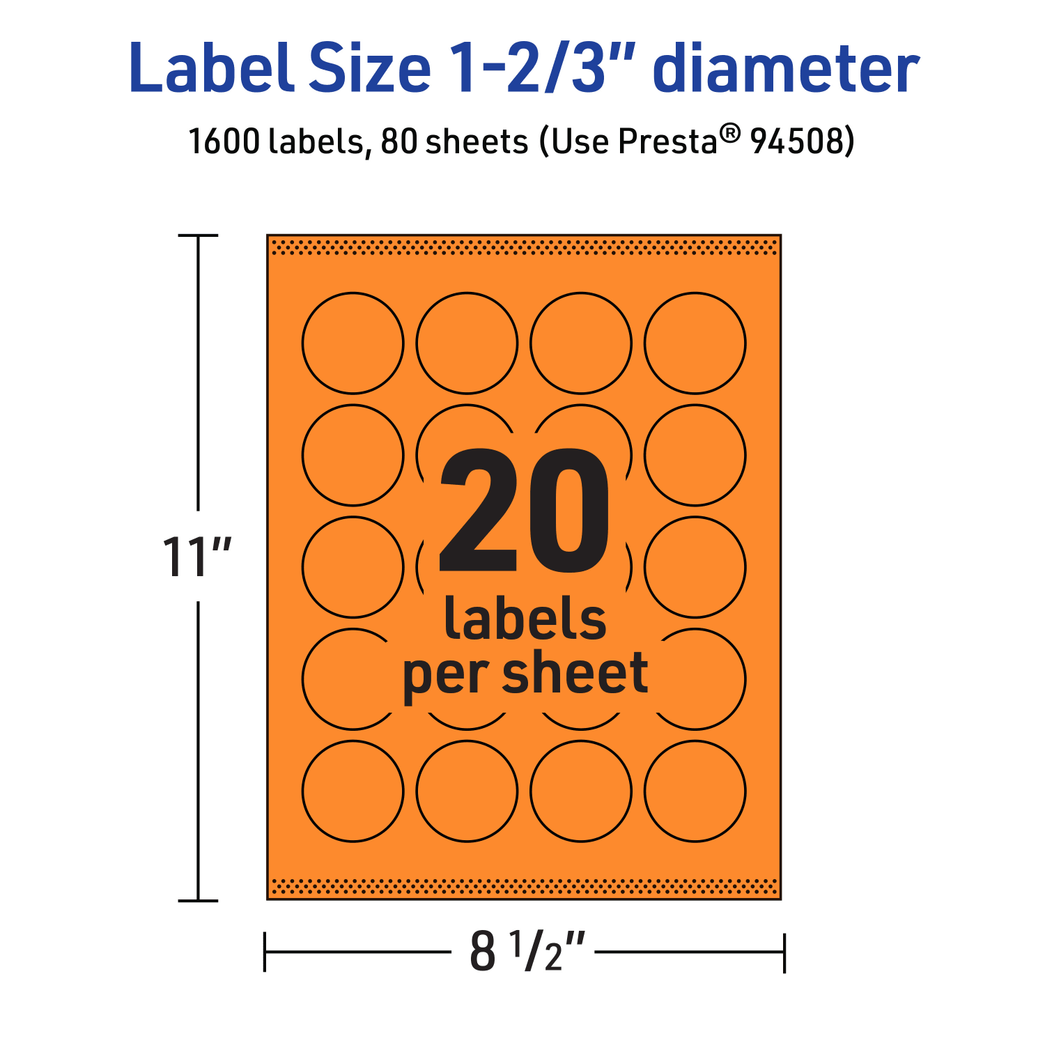 Avery Print-To-The-Edge Labels With Sure Feed Technology And Easy Peel Label Feature, 94508-BOP80, Round, 1-2/3in, Matte Bright Orange, Pack of 1600 - Image 6