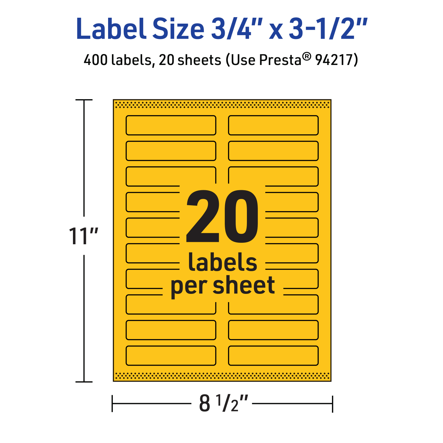 Avery Print-To-The-Edge Labels With Sure Feed Technology And Easy Peel, 94217-BYP20, Rectangle, 3/4in x 3-1/2in, Matte Bright Yellow, Pack of 400 - Image 6