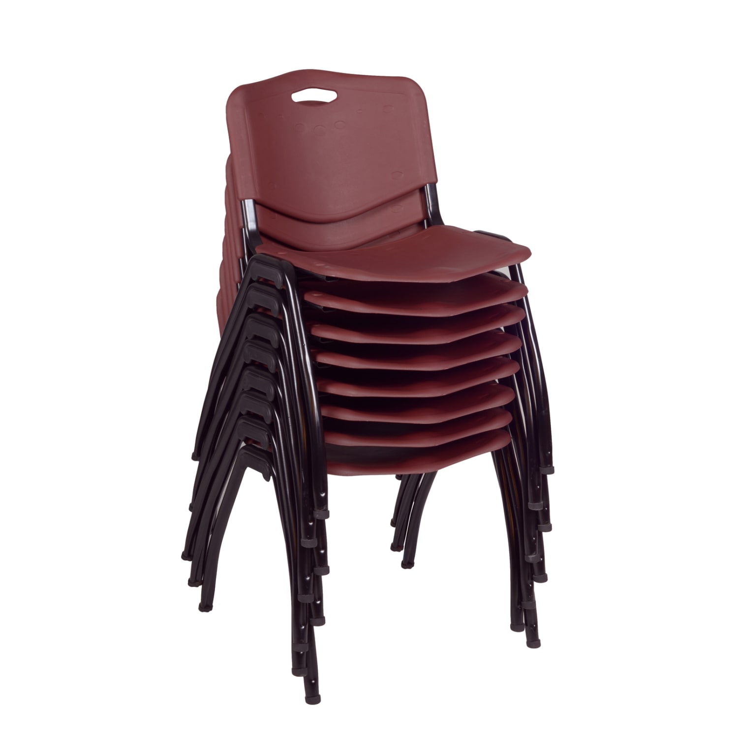 Regency M Breakroom Stacking Chairs, Chrome/Burgundy, Pack of 8 Chairs