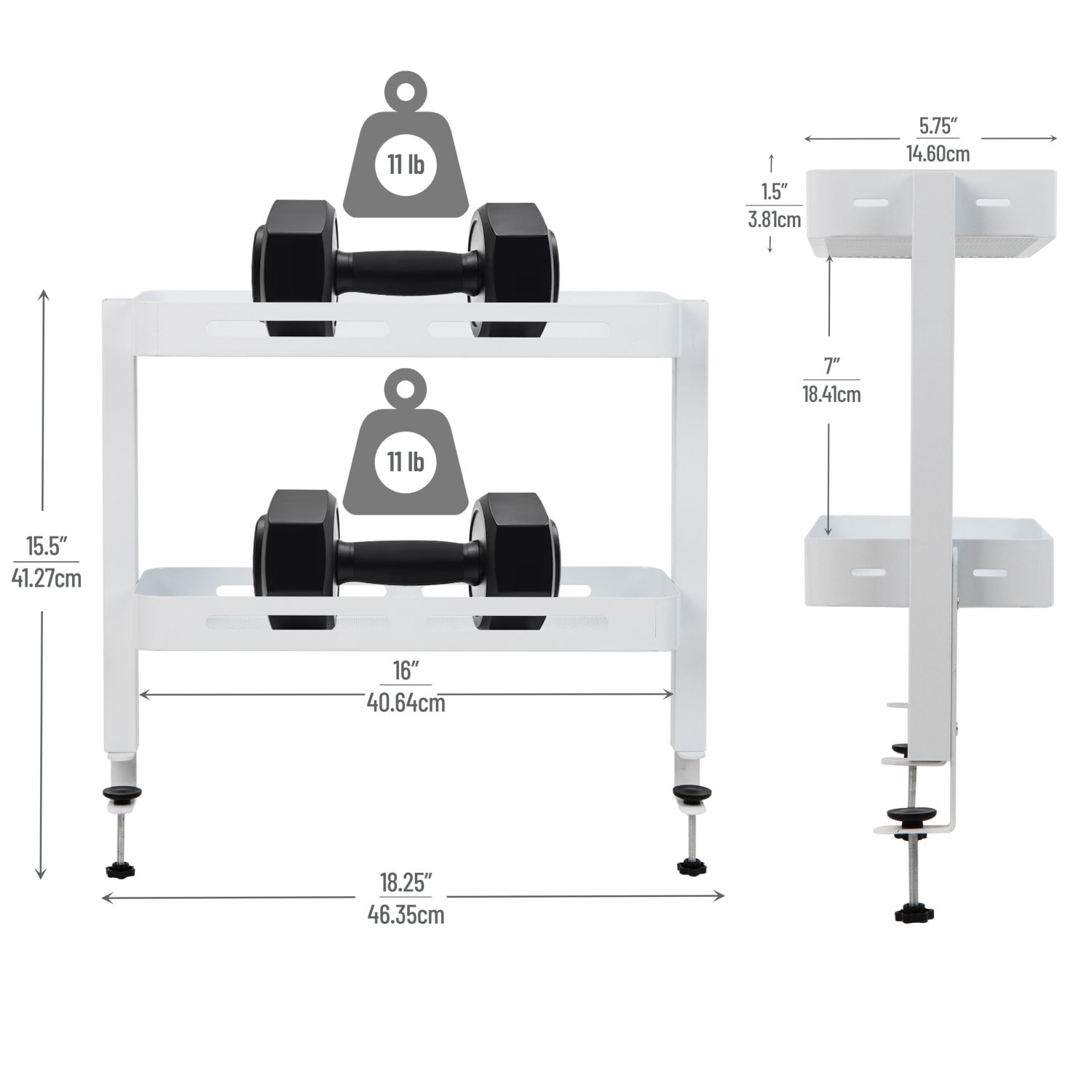 Mind Reader 2-Tier Desk Organizer With Clamp/Accessory Shelf, 15-1/2inH x 5-3/4inW x 18-1/4inD, White - Image 4