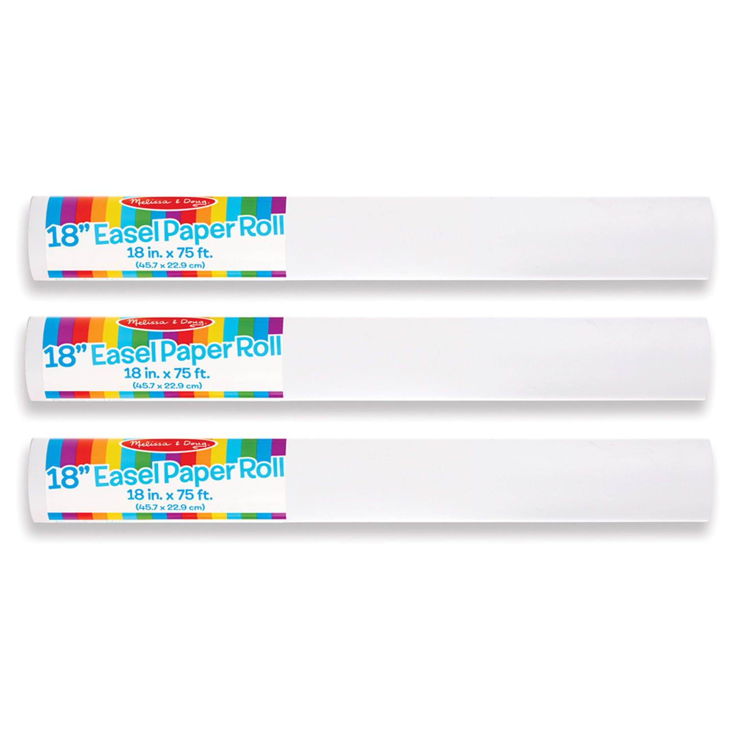 Melissa & Doug Easel Paper Rolls, 18in X 75ft, White, Pack Of 3 Rolls