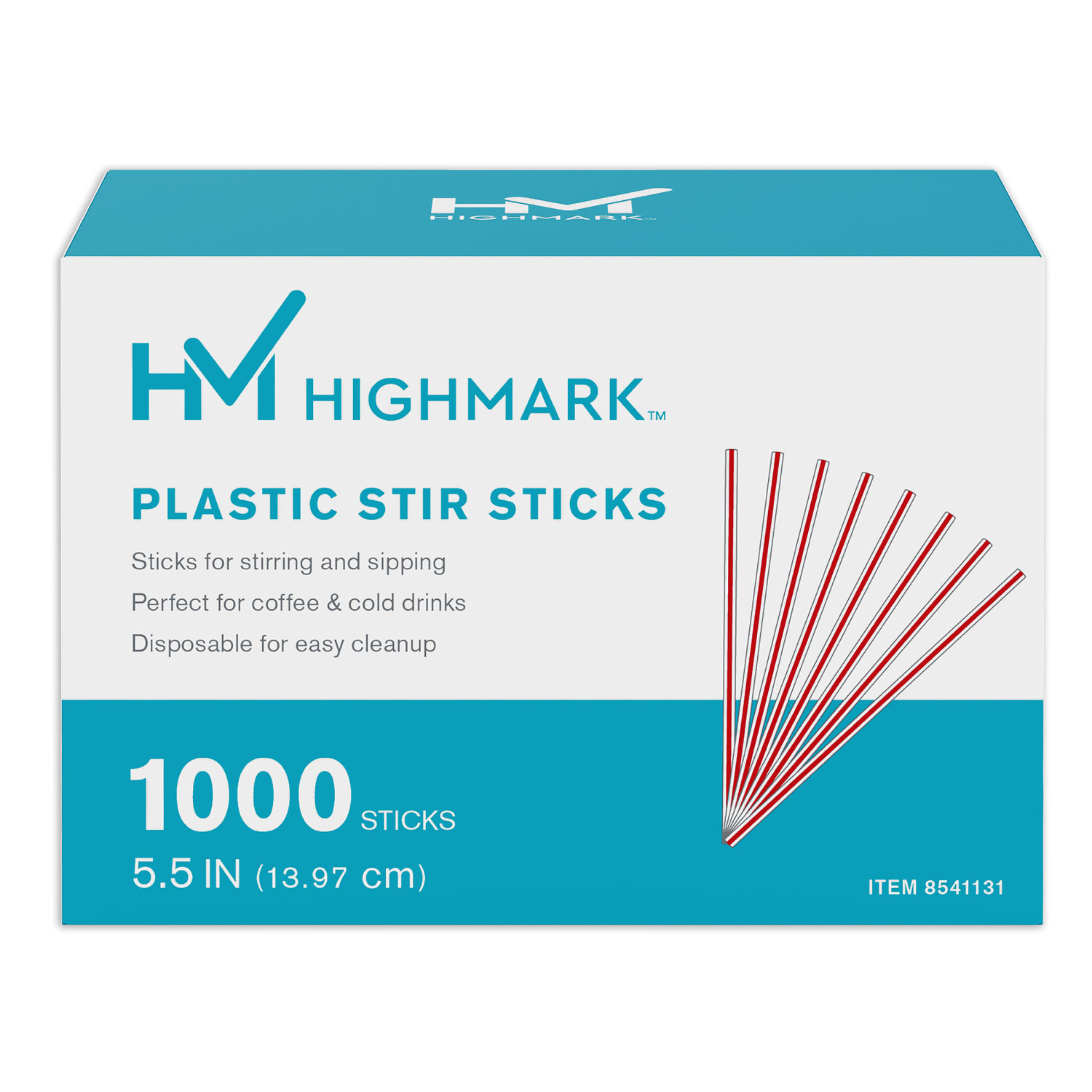 Highmark Plastic Stir Sticks, 5-1/2in, Red/White, Case Of 10,000 - Image 3