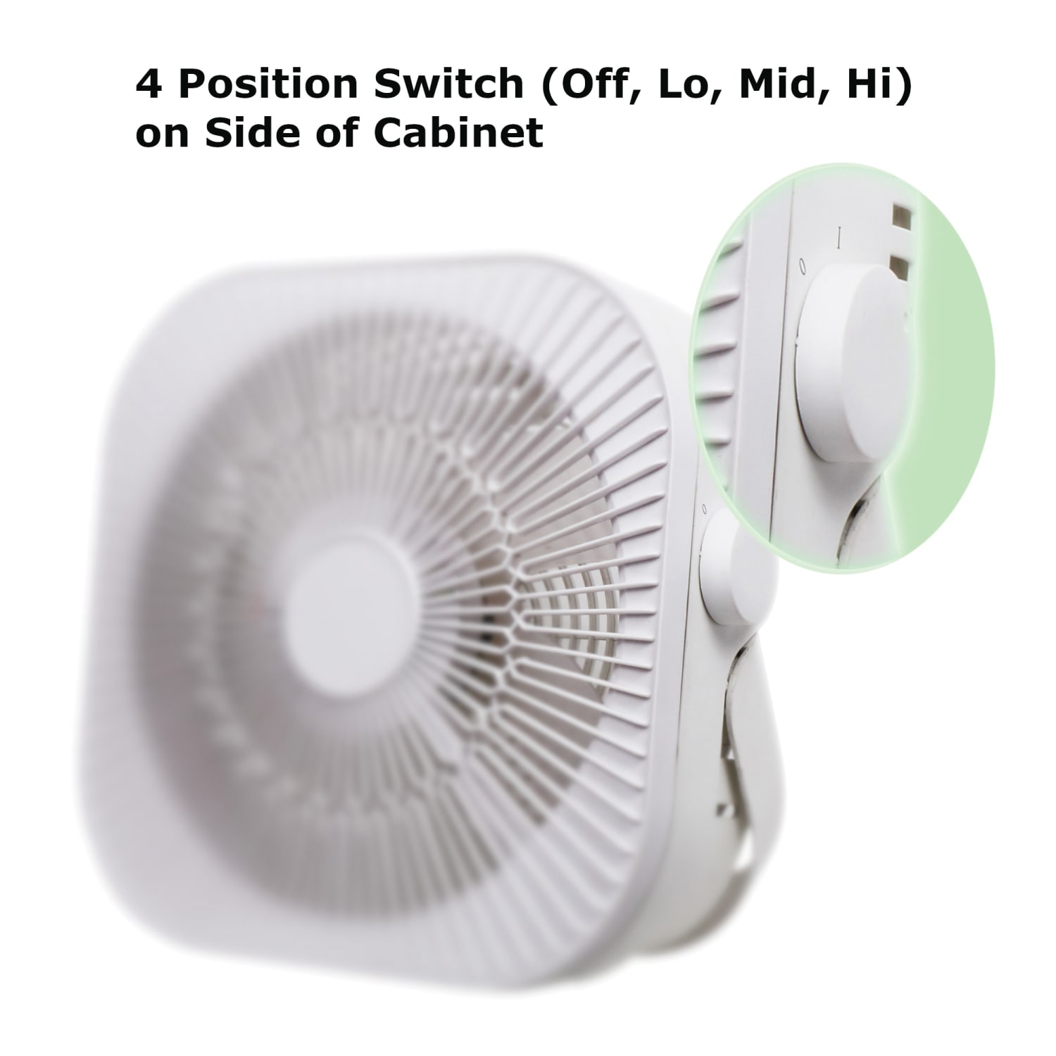 Optimus 2-Speed 40W 12in Box Fan, 4-5/16inH x 13-1/4inW x 12-5/8inD, White - Image 6