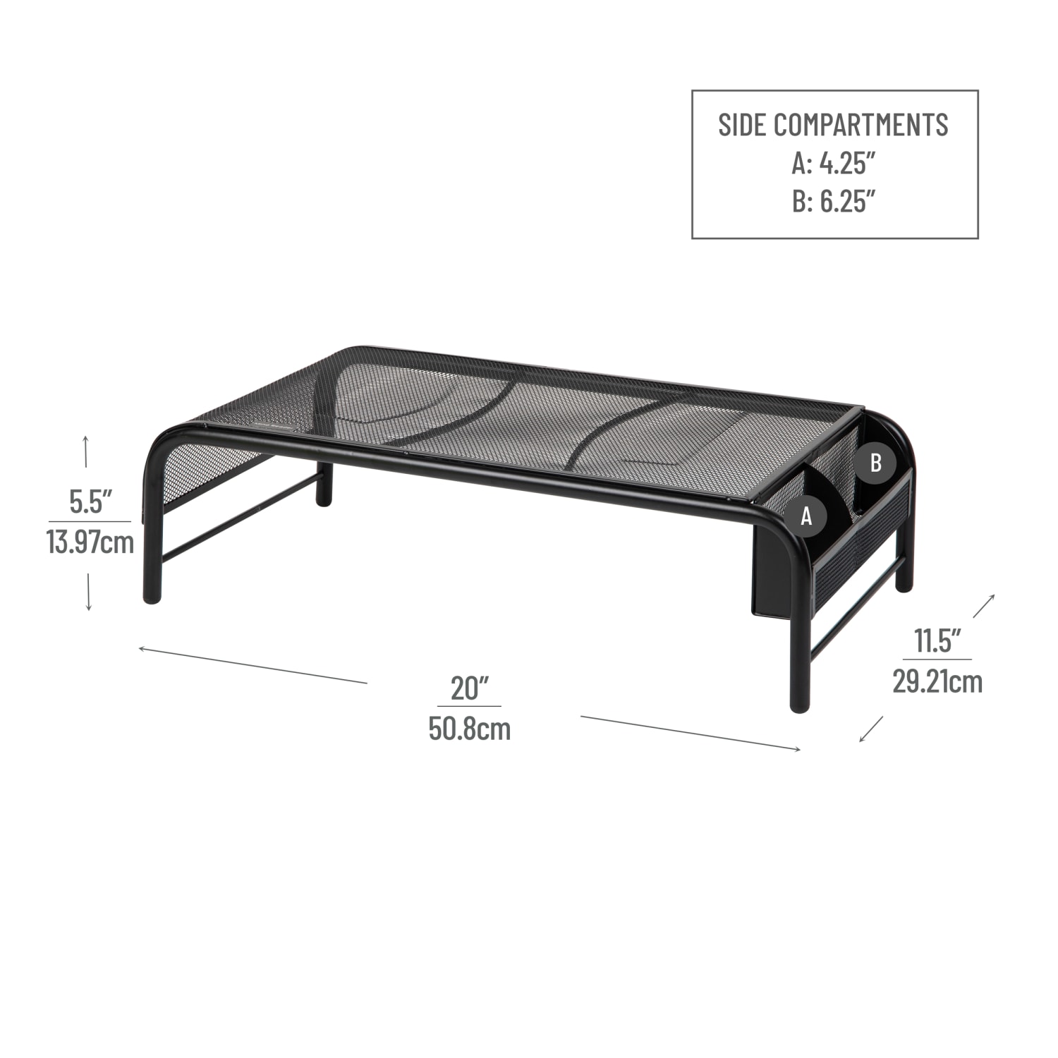 Mind Reader Monitor Stand 2 Side Storage Compartment, 5-1/2inH x 11-1/2inW x 20inL, Black - Image 4