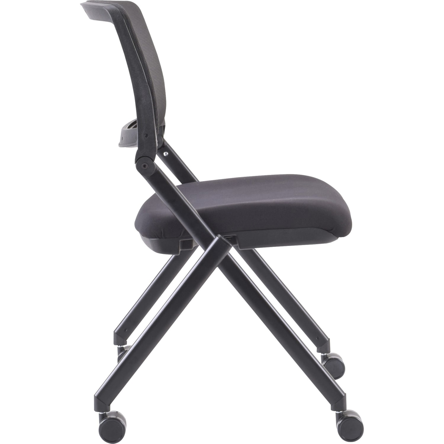 Lorell Mesh Back Nesting Chairs, Black, Set Of 2 Chairs - Image 5