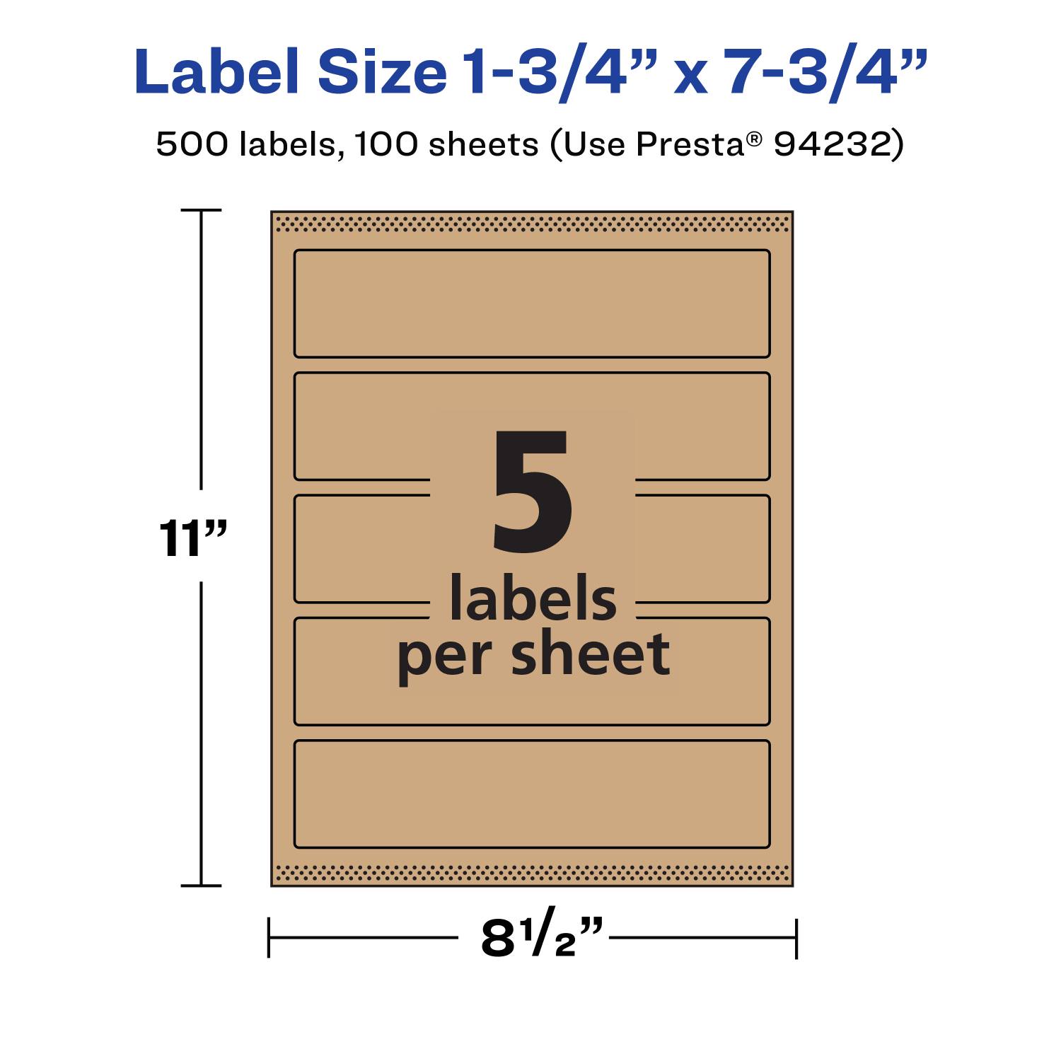 Avery Kraft Permanent Labels With Sure Feed, 94232-KMP100, Rectangle, 1-3/4in x 7-3/4in, Brown, Pack Of 500 - Image 6