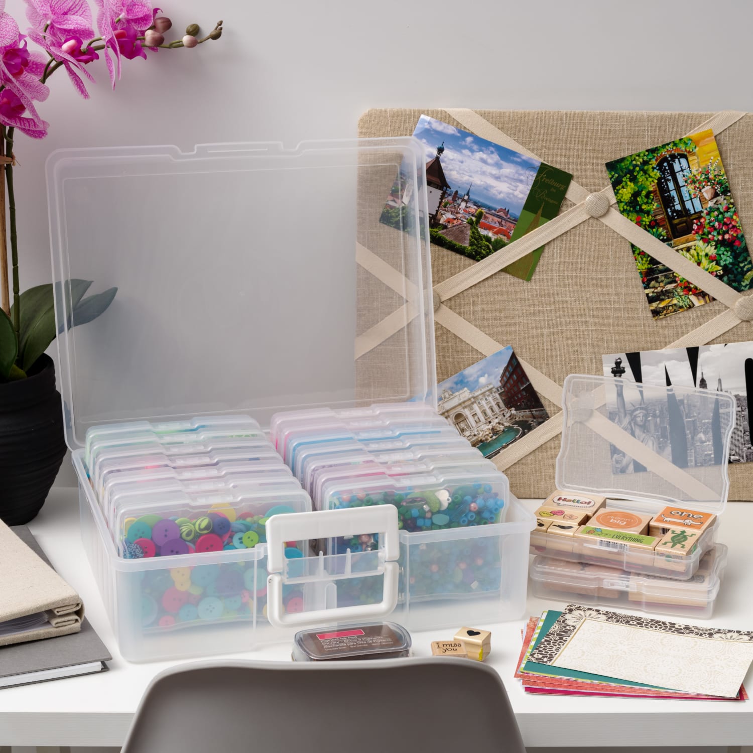 IRIS Extra-Large Craft Keeper For 4in x 6in Photo And Embellishment Cases, 12-1/16in x 15in x 5-1/16in, Clear - Image 4