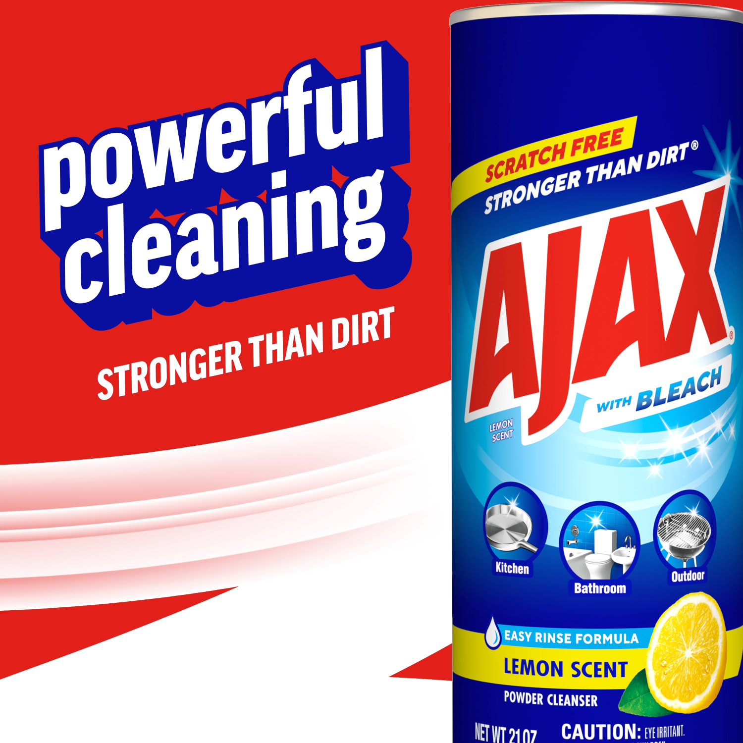 AJAX Scourers Powder Cleaner With Bleach, Lemon Scent, 21 Oz - Image 5