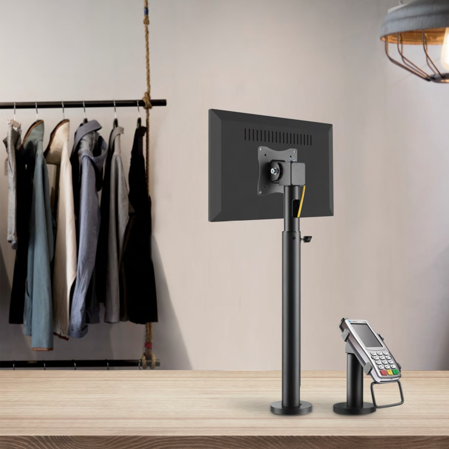 Mount-It! MI-3796 Height-Adjustable POS Retail Monitor Mount, Black - Image 4