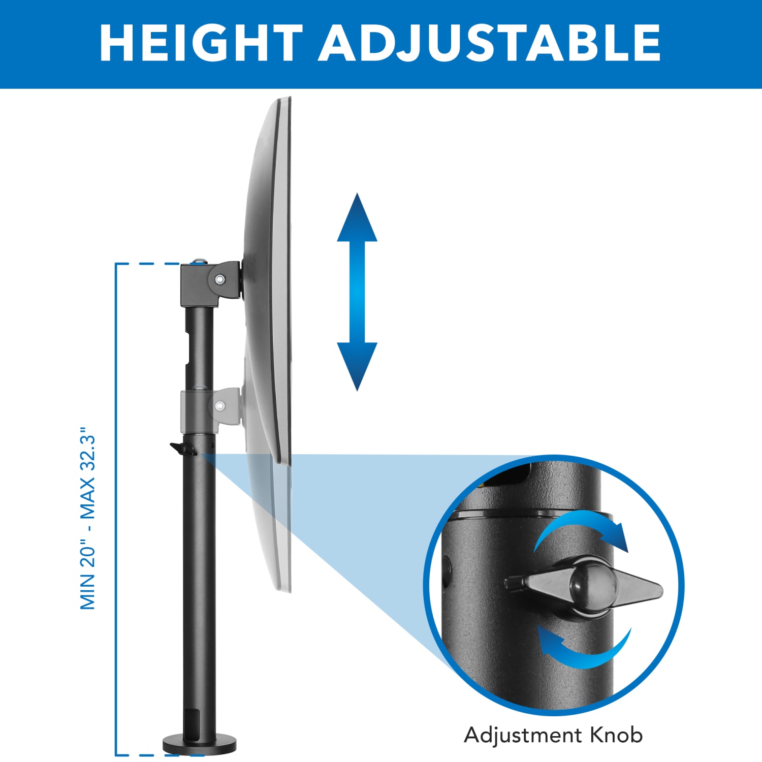 Mount-It! MI-3796 Height-Adjustable POS Retail Monitor Mount, Black - Image 6