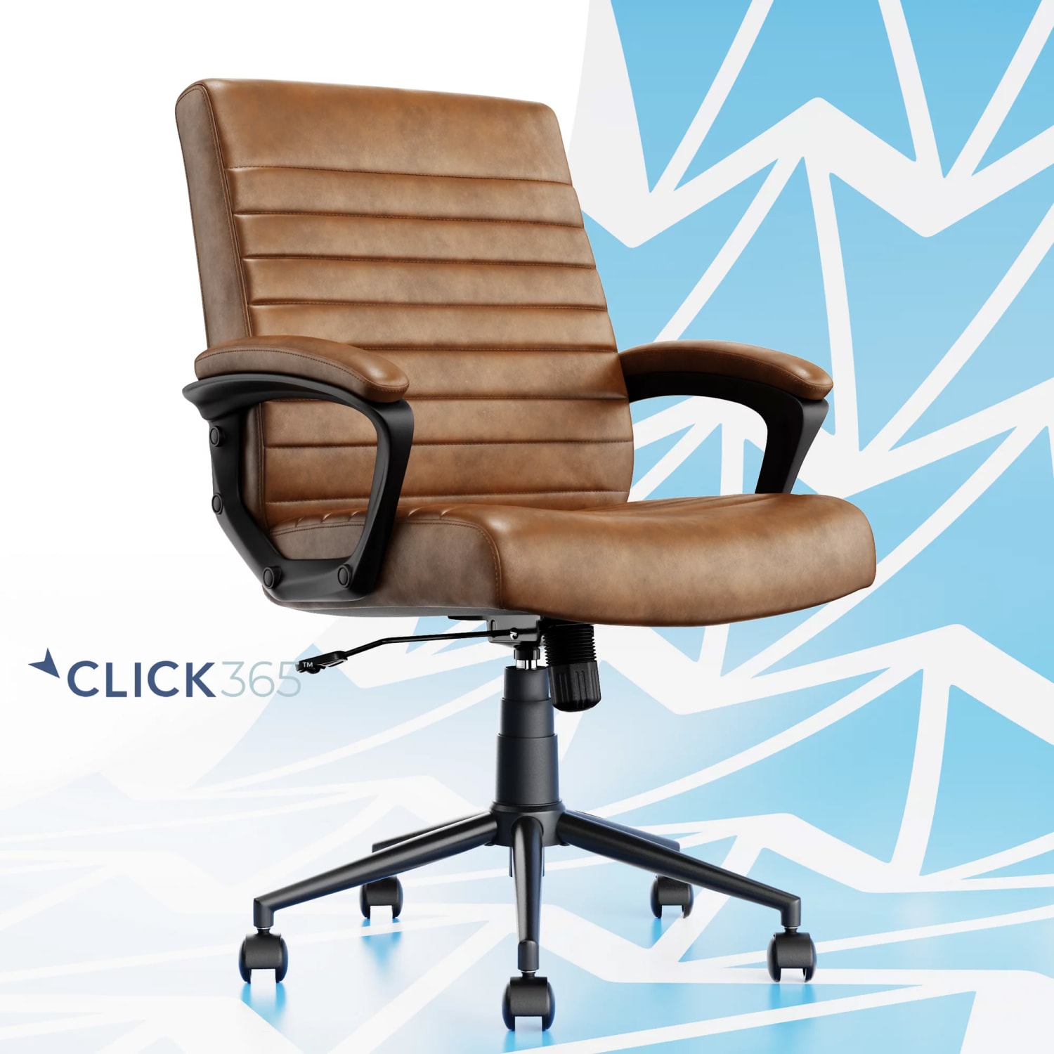 Click365 Transform 30 Ergonomic Vegan Leather Mid Back Managers Chair Cognac PopularChairscom