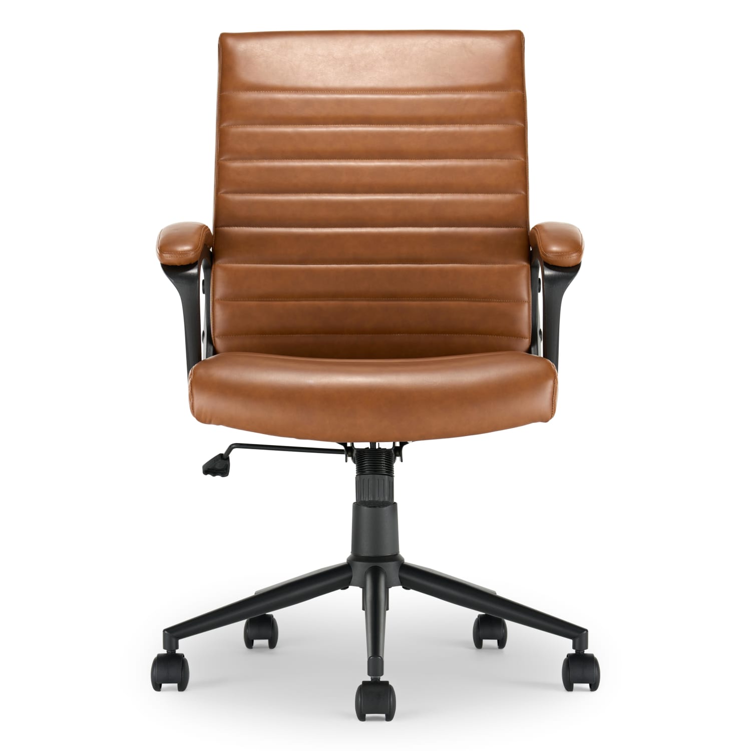 Click365 Transform 30 Ergonomic Vegan Leather Mid Back Managers Chair Cognac PopularChairscom