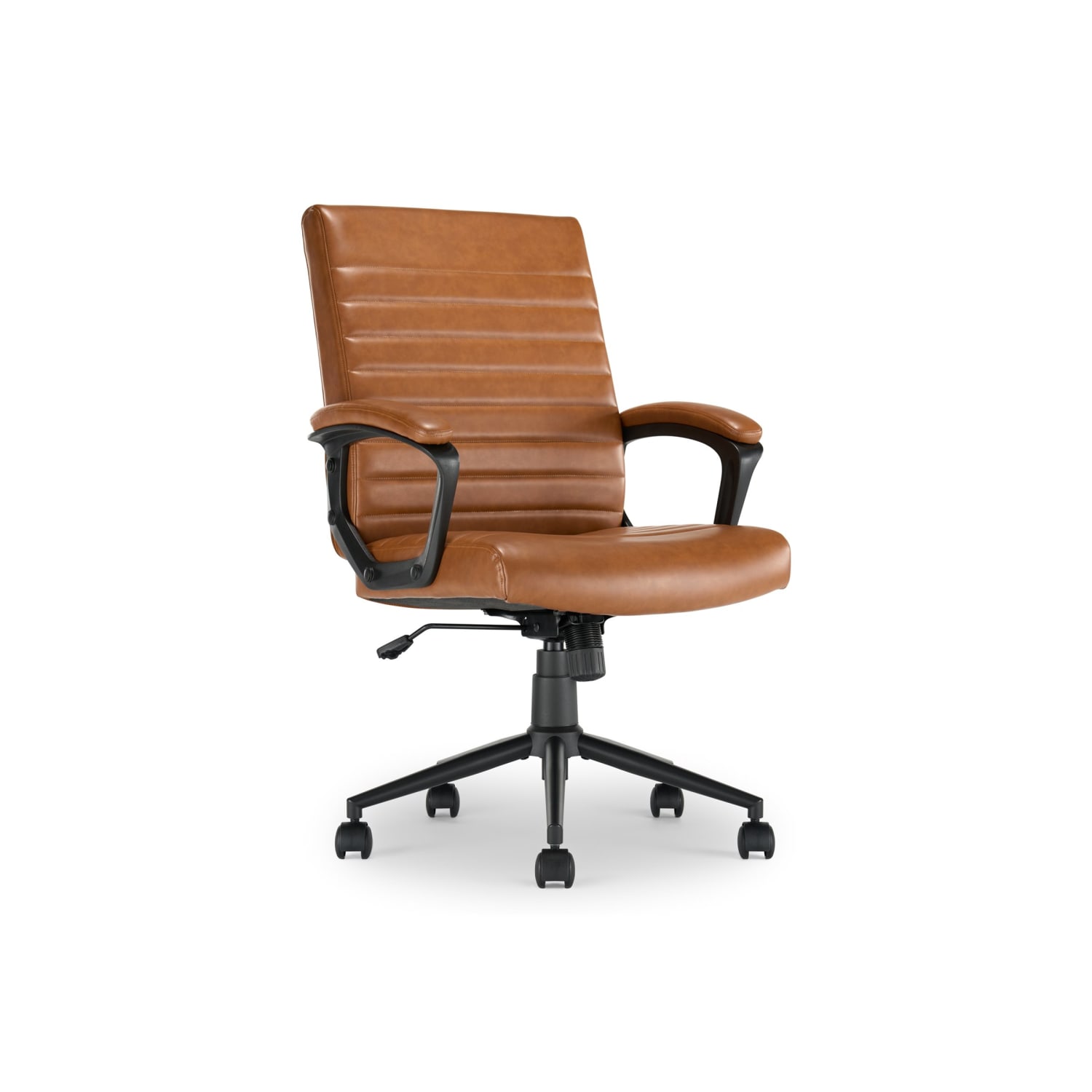 Click365 Transform 30 Ergonomic Vegan Leather Mid Back Managers Chair Cognac PopularChairscom