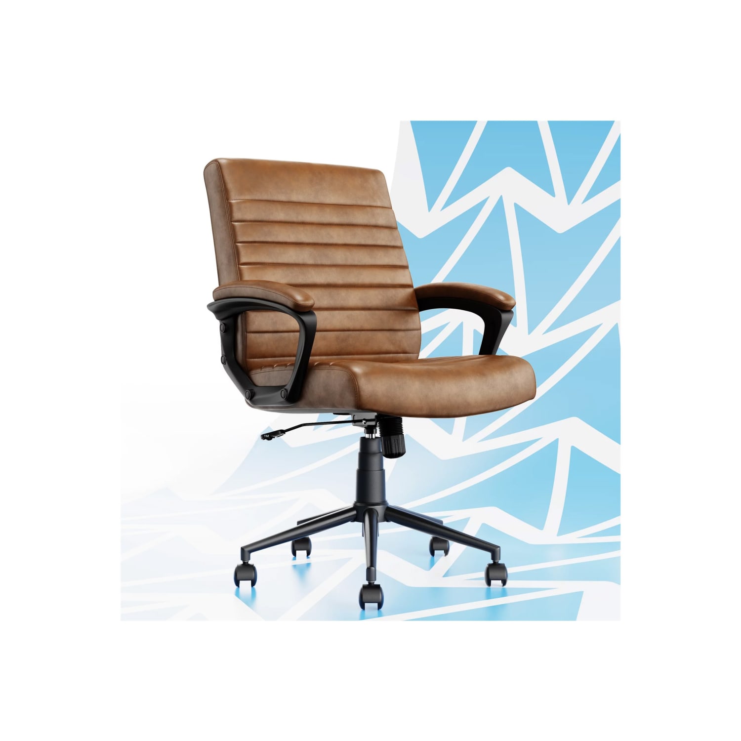 Click365 Transform 30 Ergonomic Vegan Leather Mid Back Managers Chair Cognac PopularChairscom