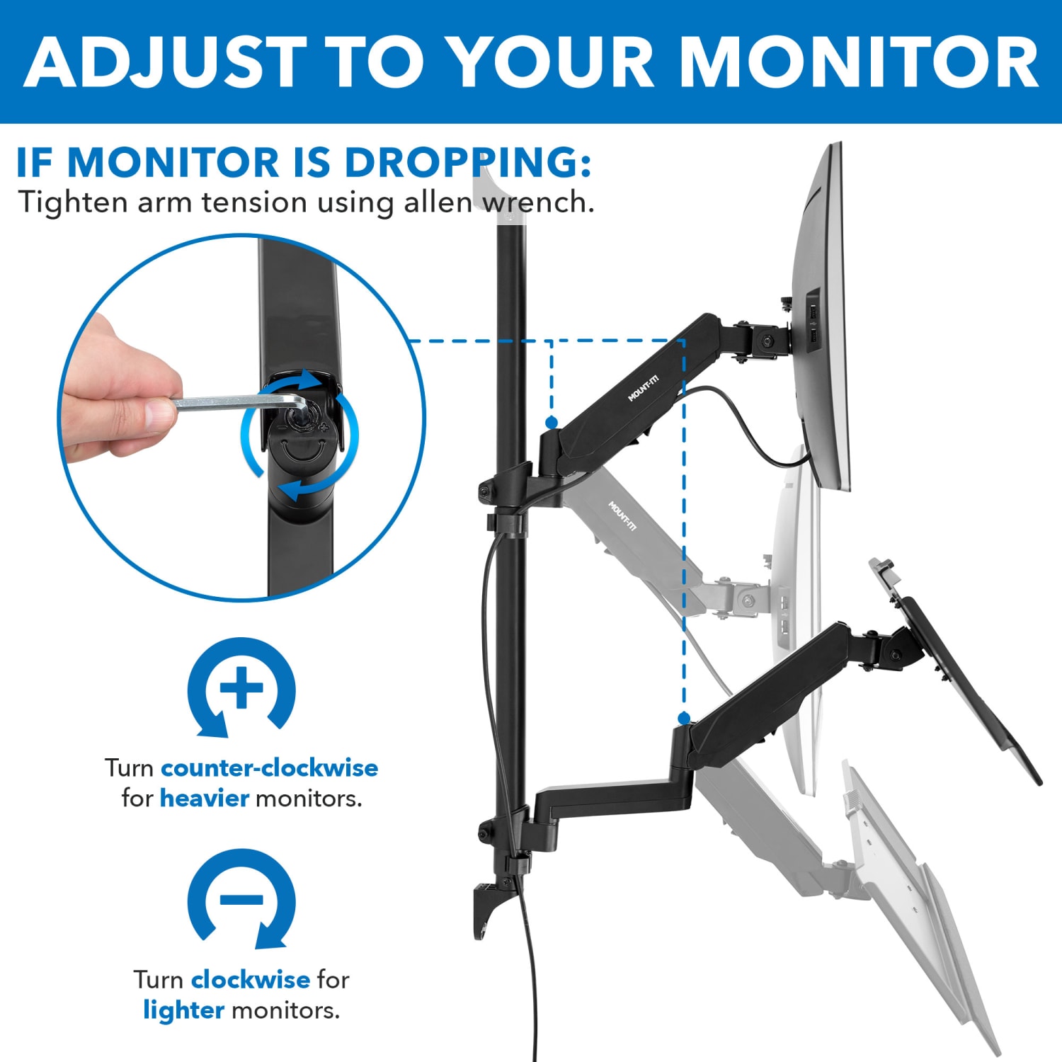 Mount-It! MI-7991 Wall-Mount Workstation With Monitor Mount, Keyboard Tray And CPU Holder, 37inH x 26W x 17inD, Black - Image 5