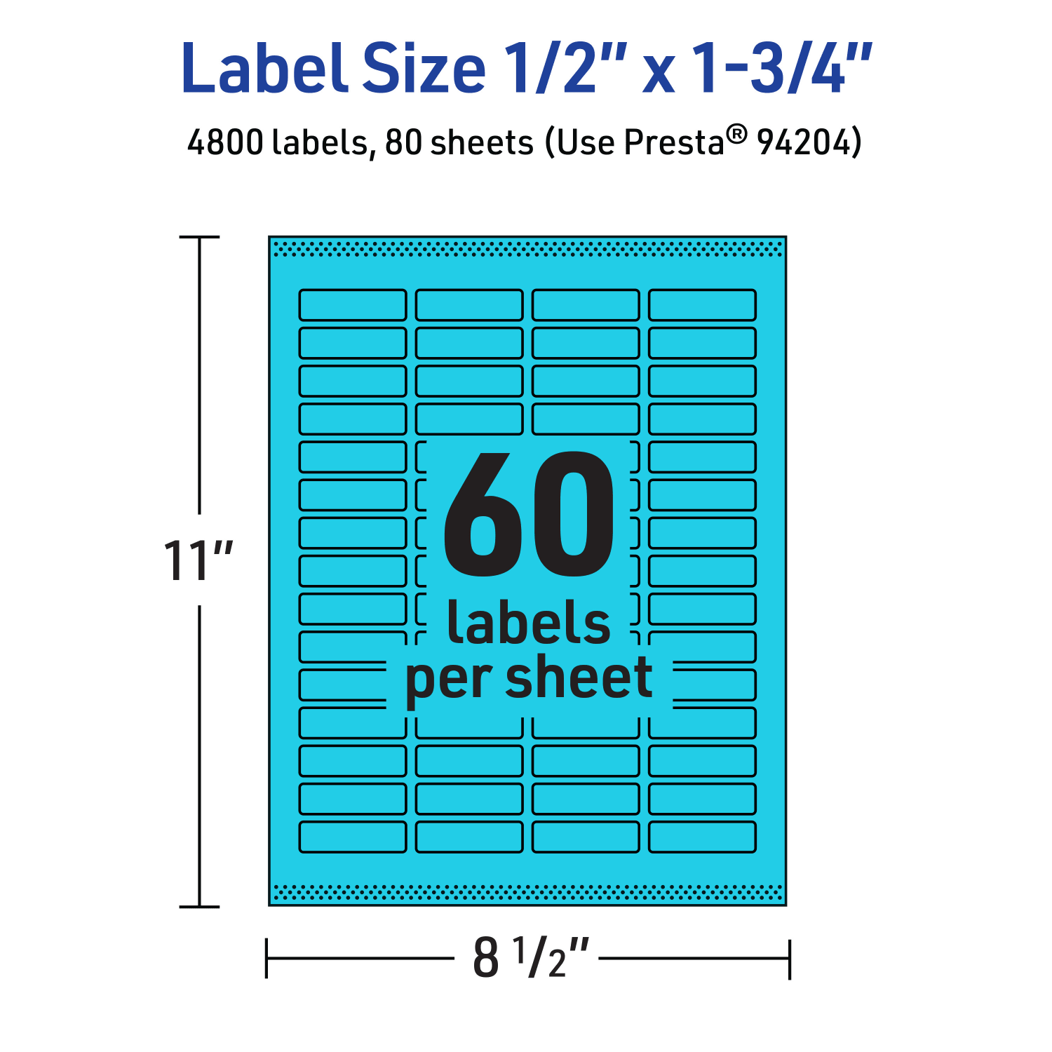 Avery Print-To-The-Edge Labels With Sure Feed Technology And Easy Peel, 94204-BBP80, Rectangle, 1/2in x 1-3/4in, Matte Bright Blue, Pack of 4800 - Image 6
