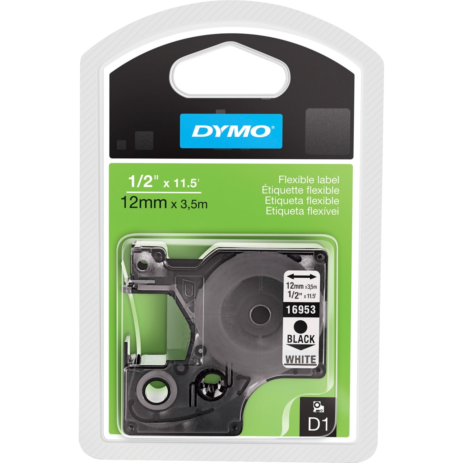 DYMO D1 16953 Fabric Black-On-White Tape, 0.5in x 12ft - Image 4