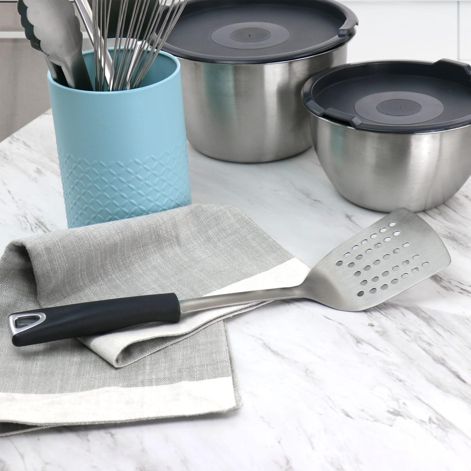 Martha Stewart Everyday Slotted Turner, Gray - Image 4