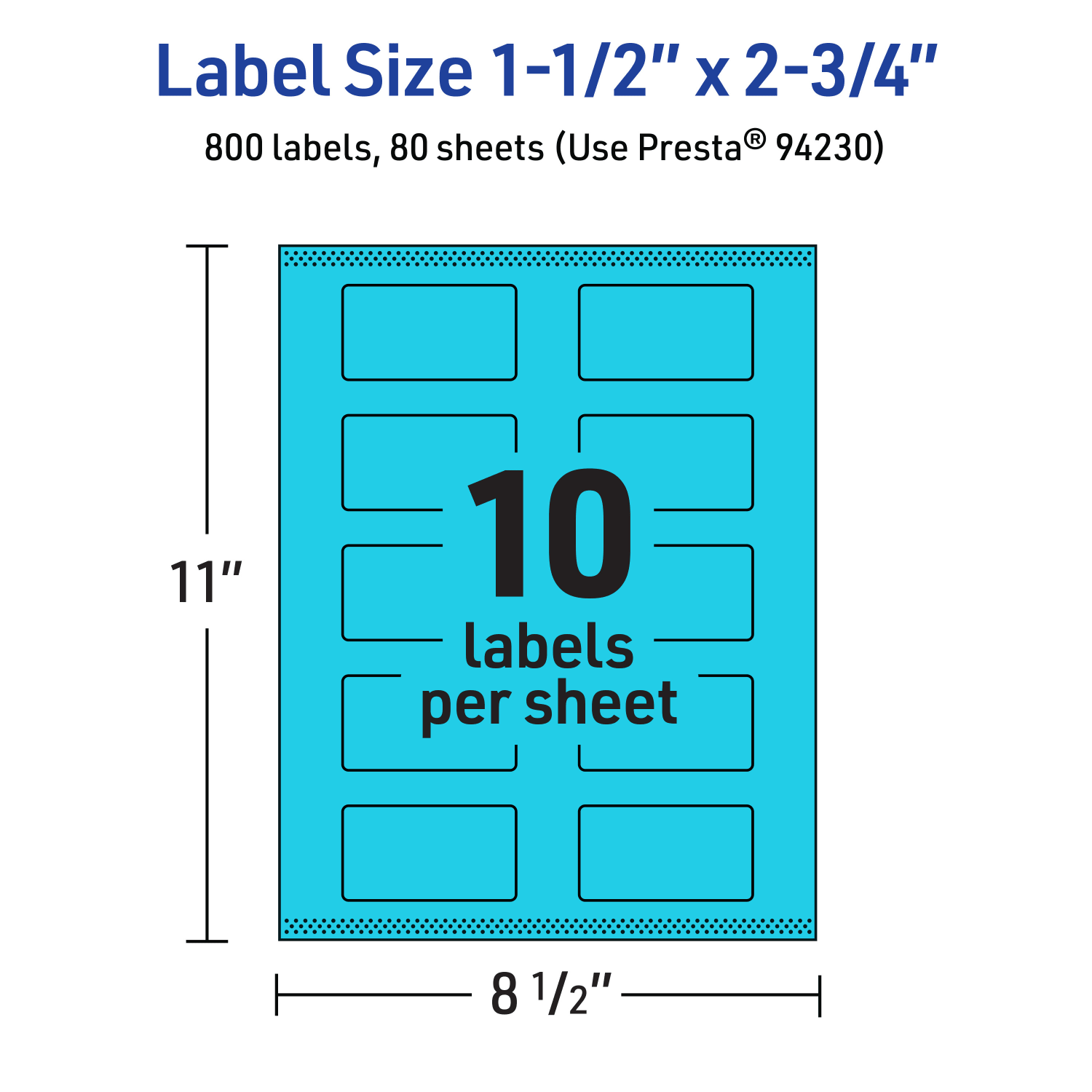 Avery Print-To-The-Edge Labels With Sure Feed Technology And Easy Peel, 94230-BBP80, Rectangle, 1-1/2in x 2-3/4in, Matte Bright Blue, Pack of 800 - Image 6
