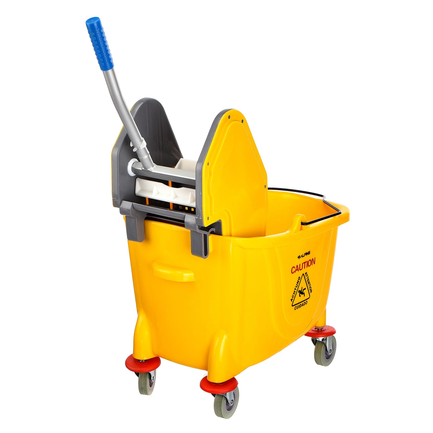 Alpine Mop Bucket With Down-Press Wringer, 36 Qt, 35inH x 15inW x 25inD, Yellow - Image 5