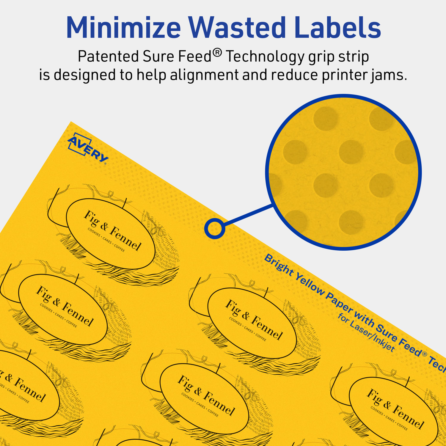 Avery Print-To-The-Edge Labels With Sure Feed Technology And Easy Peel, 94054-BYP80, Oval, 1-1/8in x 2-1/4in, Matte Bright Yellow, Pack of 1680 - Image 5