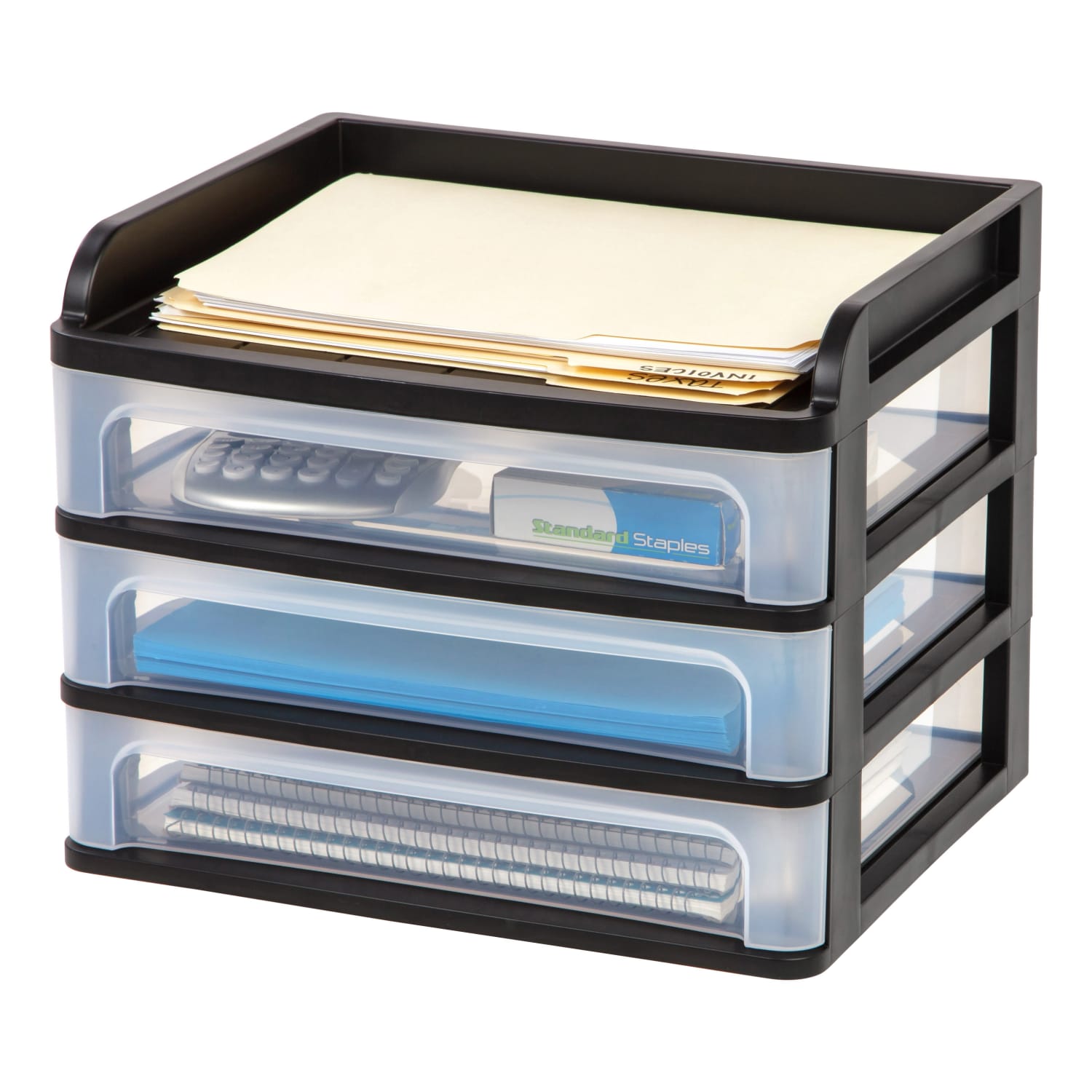 IRIS 3-Drawer Medium Desktop Storage, 11 1/4inH x 14 1/4inW x 11 13/16inD, Black - Image 6