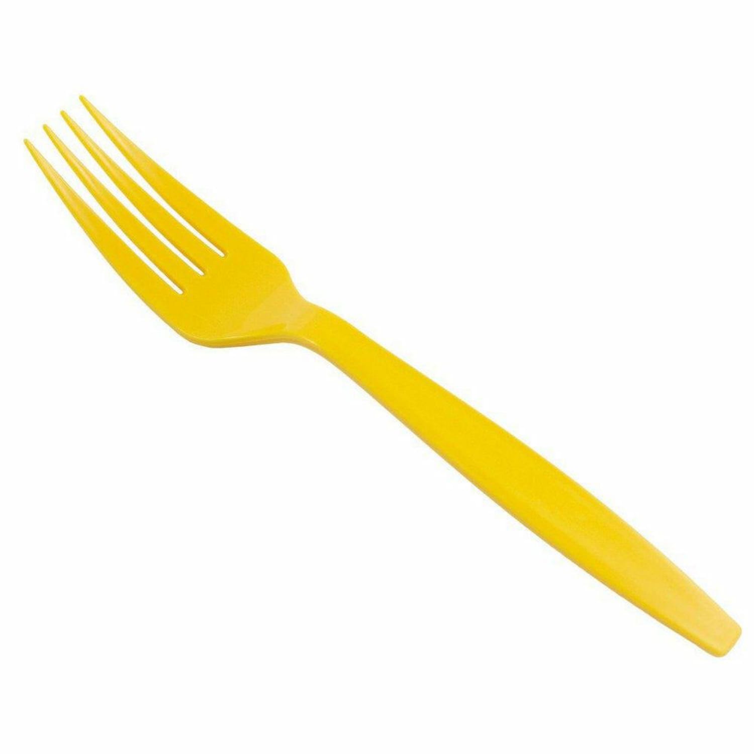 JAM PAPER Big Party Pack of Premium Plastic Forks, Yellow, 100 Disposable Forks/Box - Image 3