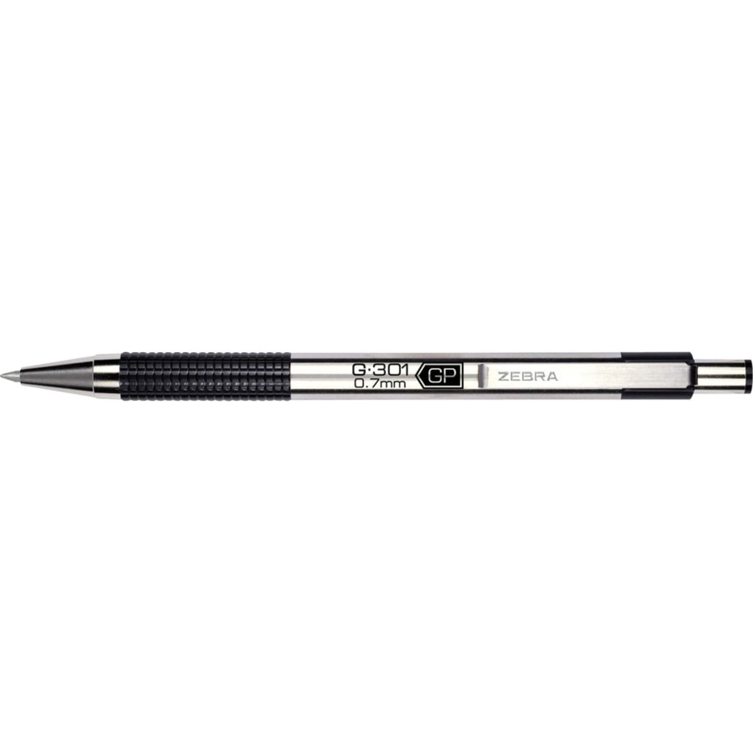 Zebra Pen G-301 Retractable Gel Pens, Pack Of 2, Medium Point, 0.7 mm, Silver Barrel, Black Ink - Image 4