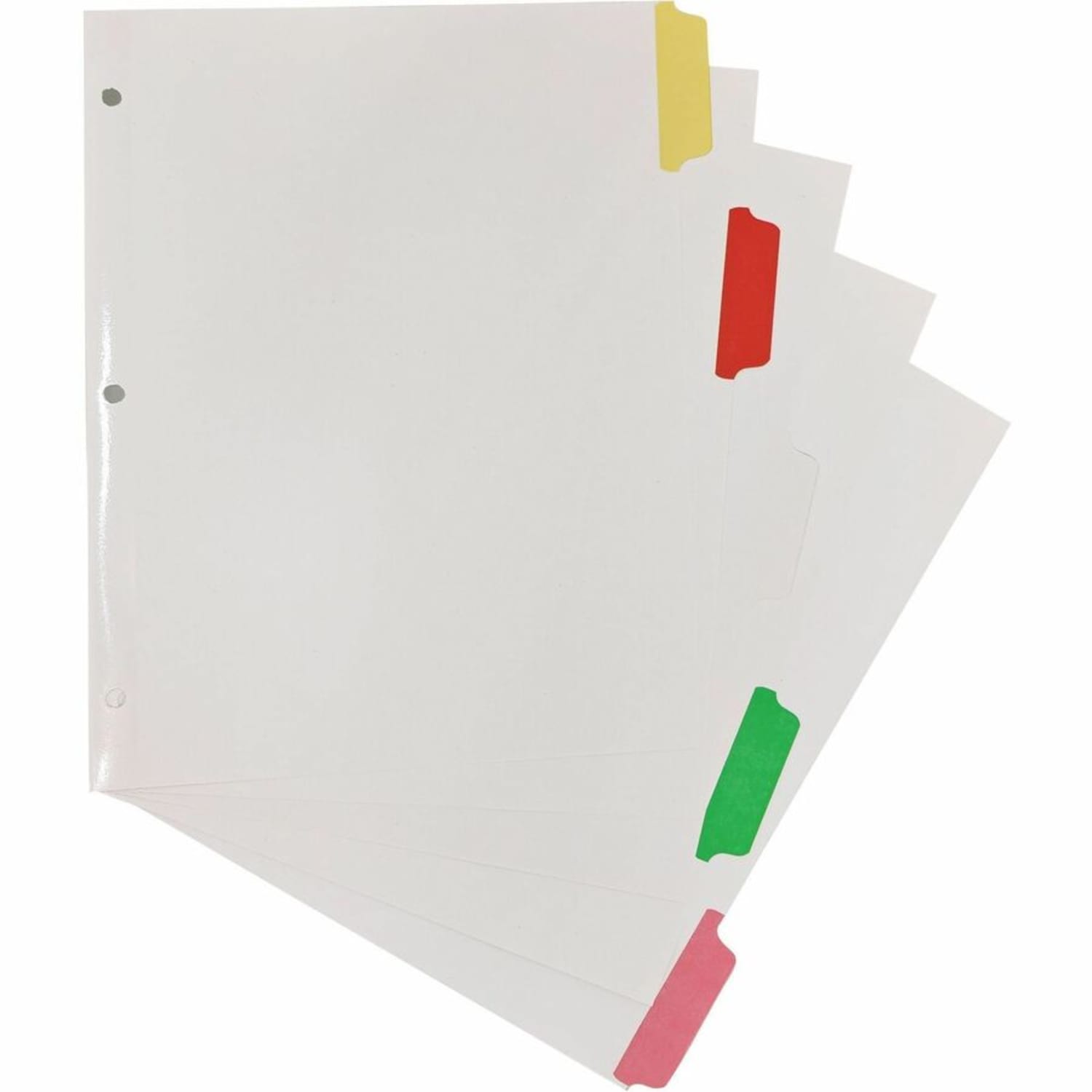 Business Source Laminated Write-On Tab Indexes - 5 Write-on Tab(s) - 5 Tab(s)/Set - 11in Tab Height x 8.50in Tab Width - 3 Hole Punched - Self-adhesive, Removable - Multicolor Mylar Tab(s) - Recycled - Image 4