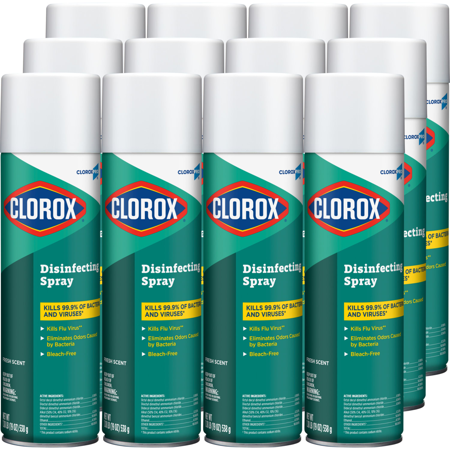 Clorox Disinfecting Spray, Fresh Scent, 19 Oz Bottle, Case Of 12