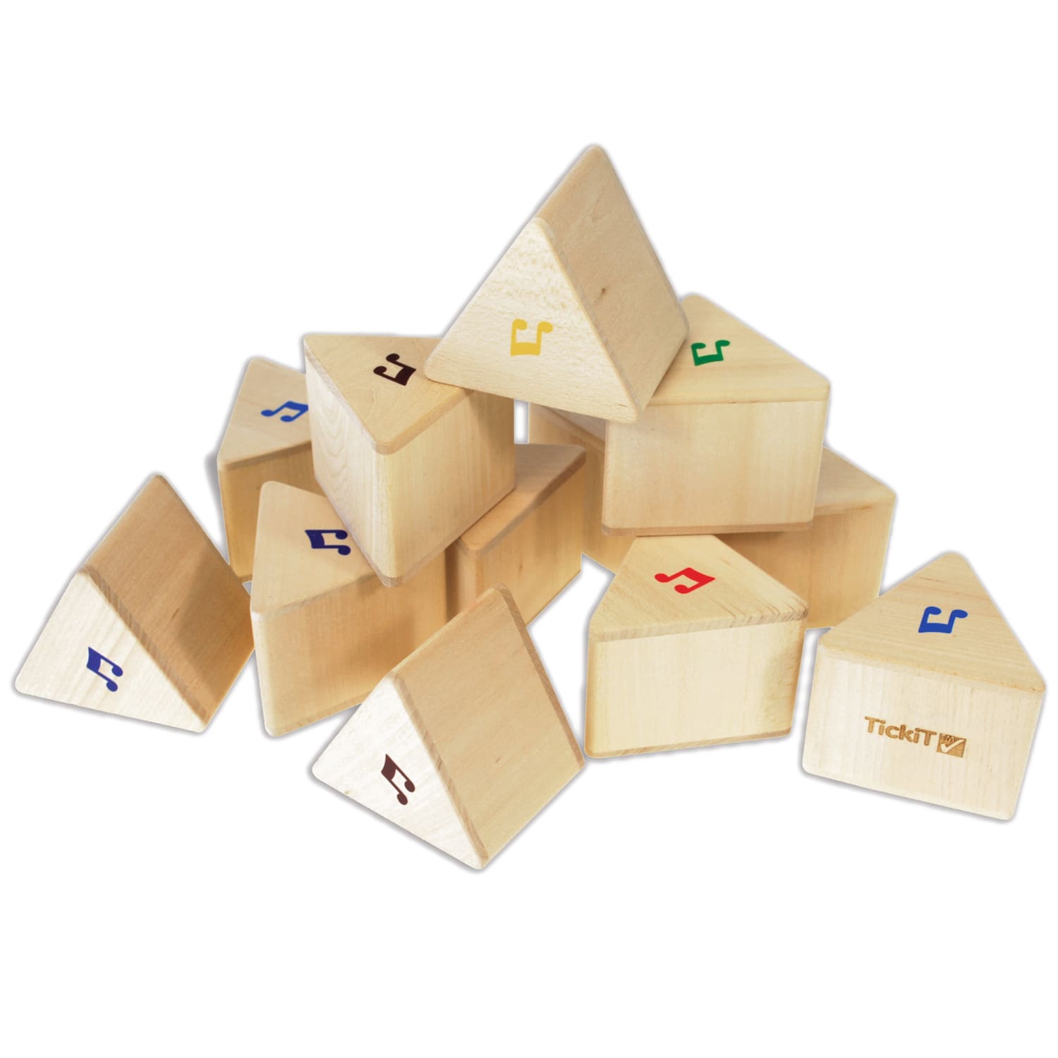 TickiT Sound Prisms, 2-7/16inH x 2inL x 2-7/16inD, Wood, Set Of 12 Prisms