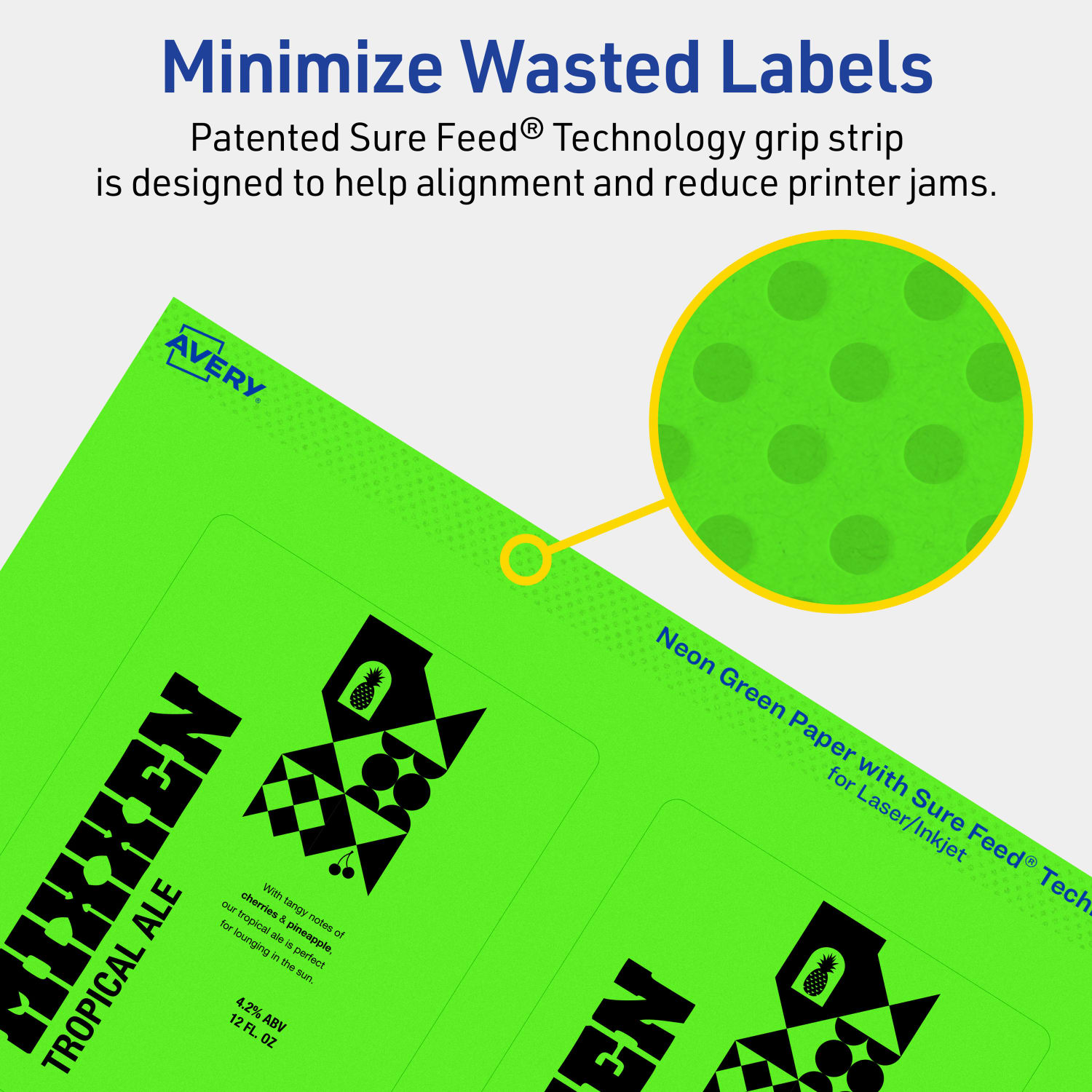 Avery Print-To-The-Edge Labels With Sure Feed Technology, 94252-NGP40, Rectangle, 4in x 3in, Matte Neon Green, Pack of 160 - Image 5