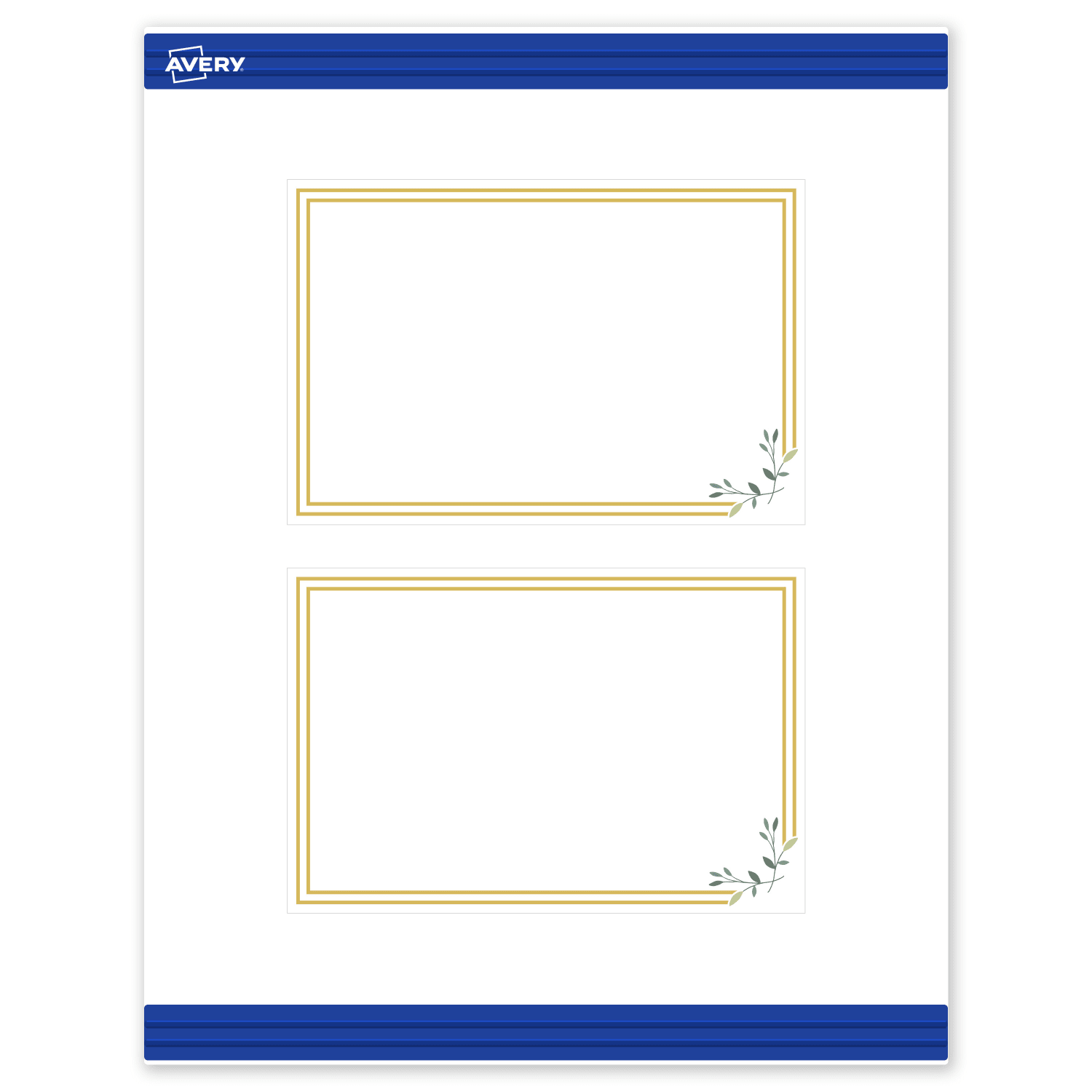 Avery Printable Postcards With Sure Feed Technology, 4in x 6in, Matte White With Gold Double Border Floral Design, Pack Of 20 - Image 3