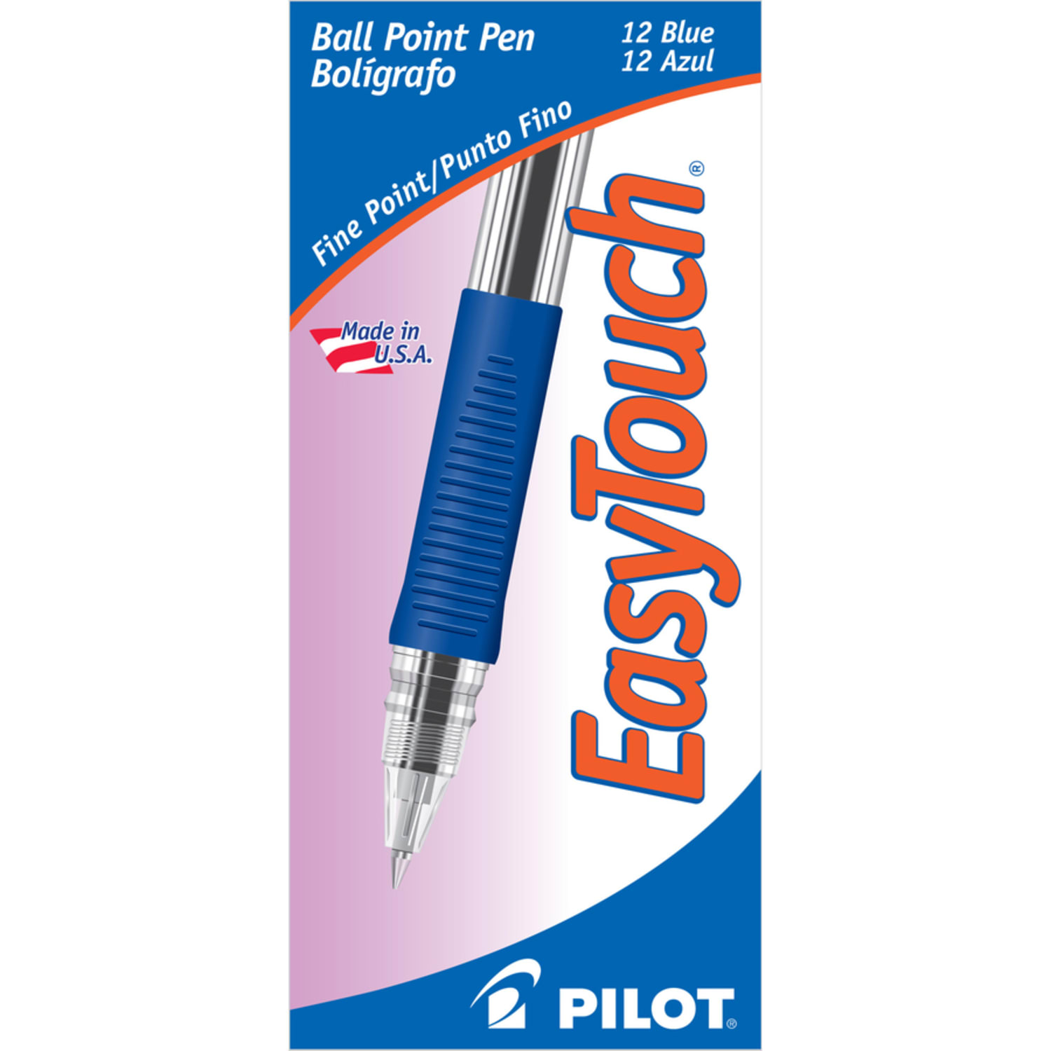 Pilot EasyTouch Ballpoint Pens, Fine Point, 0.7 mm, Clear Barrel, Blue Ink, Pack Of 12 Pens - Image 4