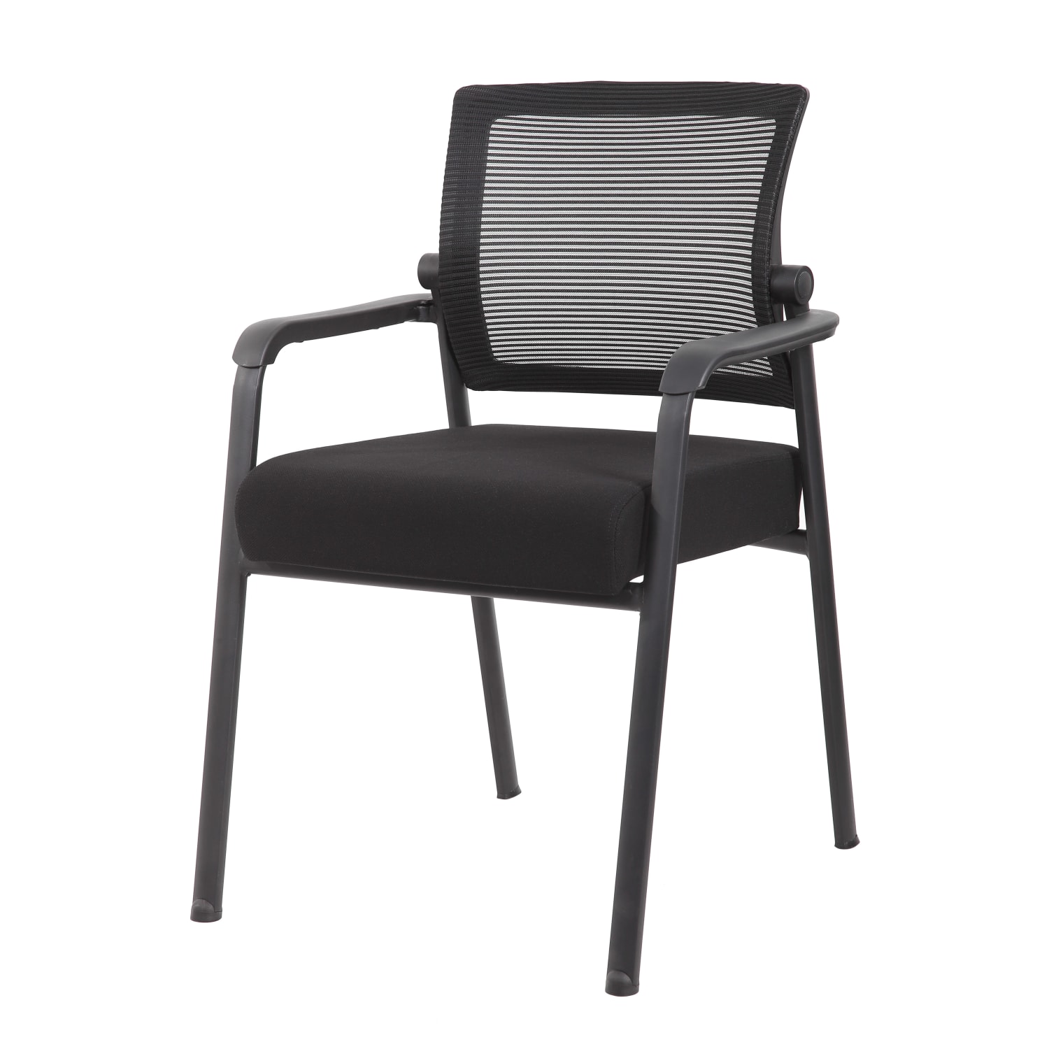 Boss Office Products 42in Round Table And Mesh Guest Chairs Set, Driftwood/Black - Image 4