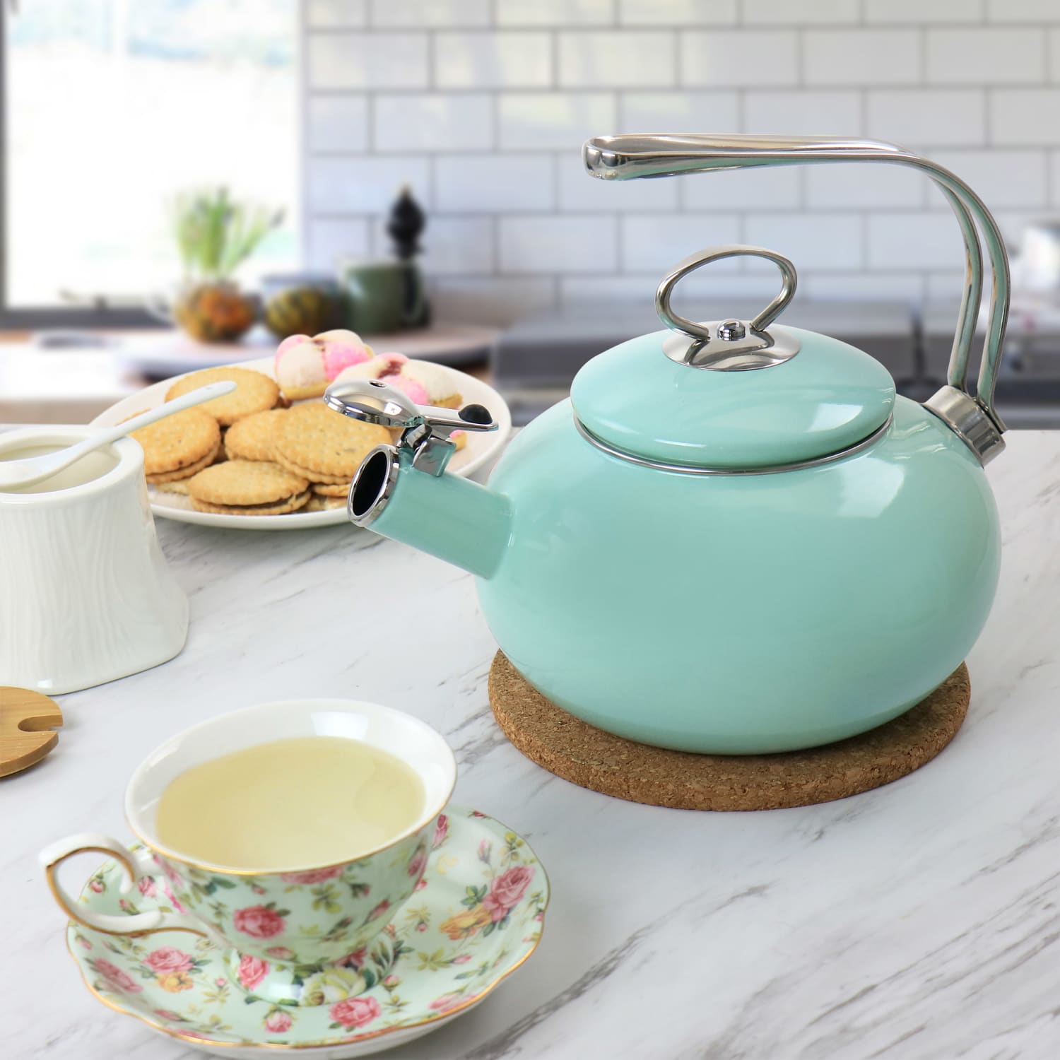 Martha Stewart Stove-Top Tea Kettle, 1.5 Qt, Mint - Image 6