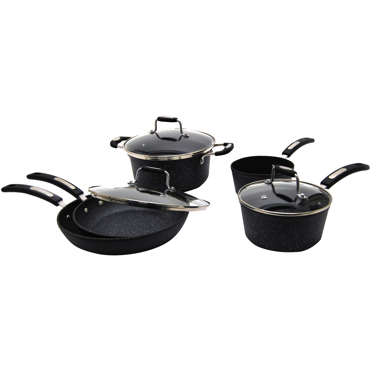 THE ROCK By Starfrit 8-Piece Aluminum Nonstick Cookware Set With Bakelite Handles, Black - Image 3