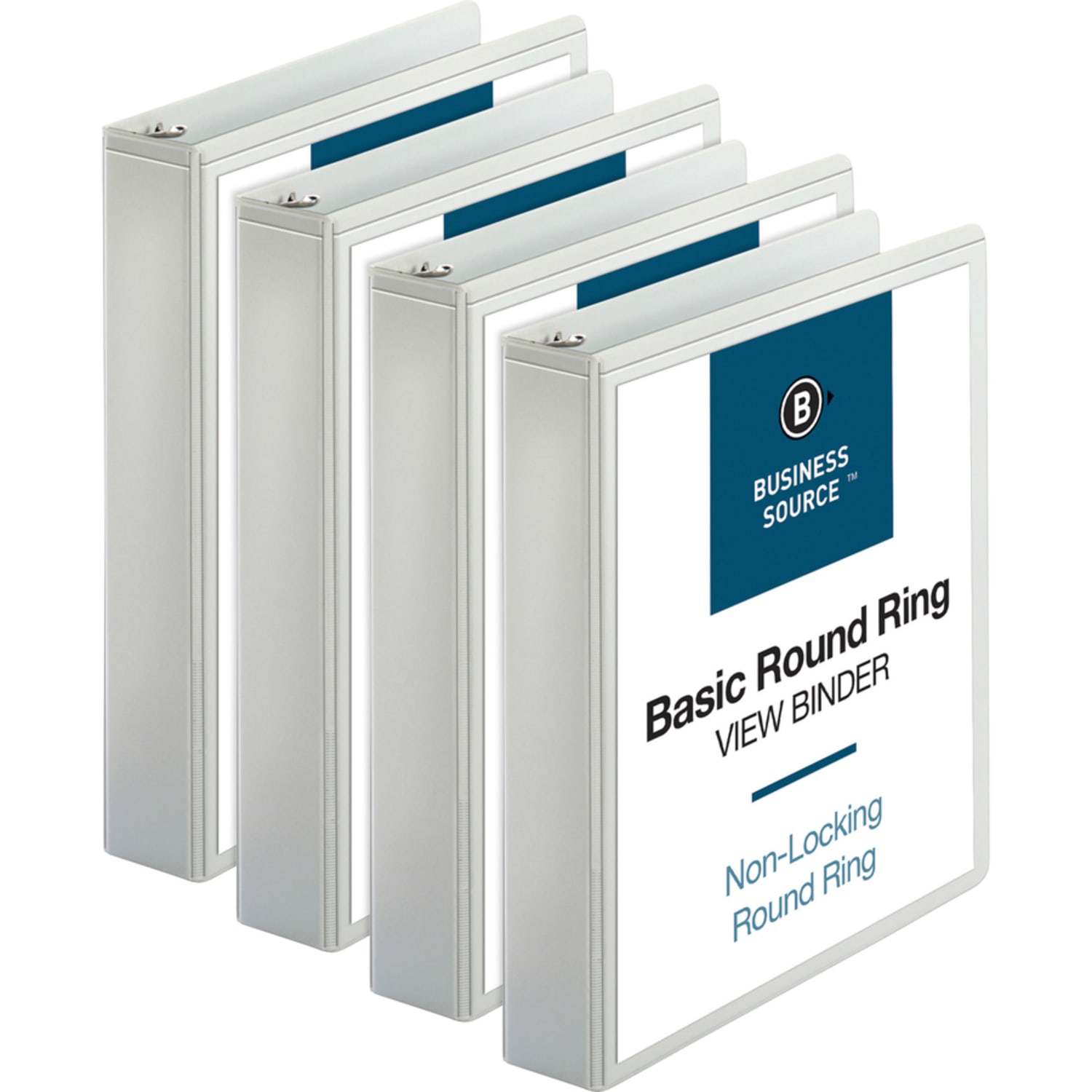 Business Source Round Ring View Binder, 1 1/2in Ring, 8 1/2in x 11in, White, Pack Of 4 - Image 6